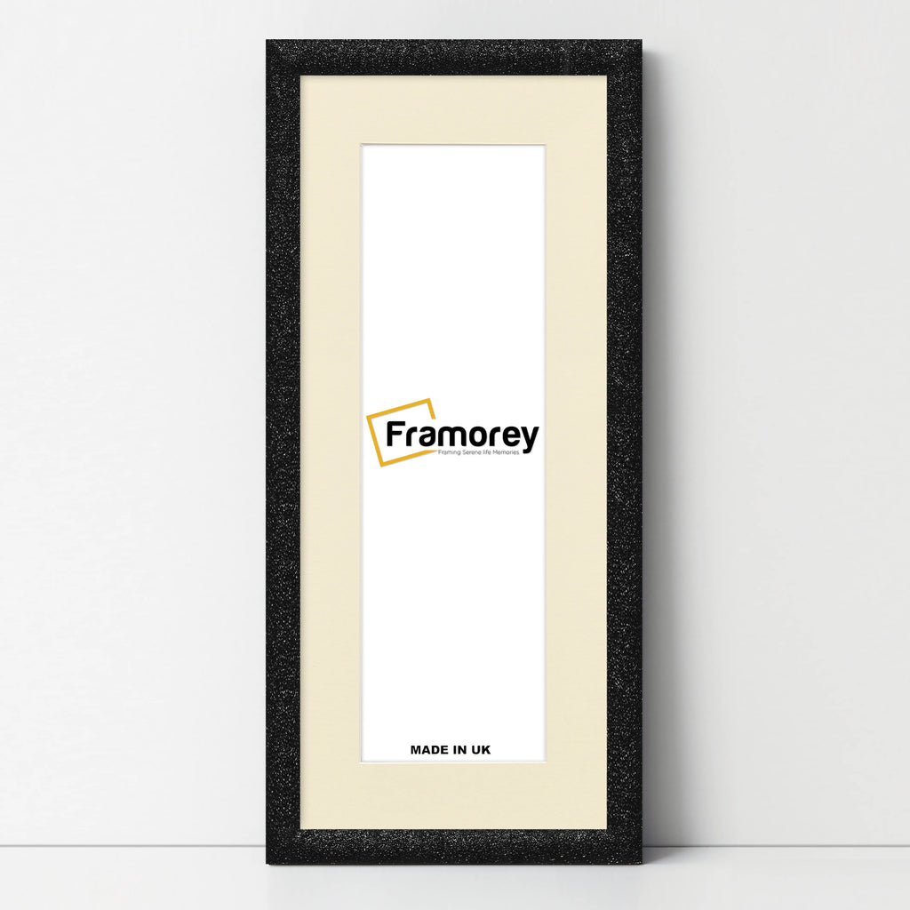 Panoramic Size Glitter Sparkle Black Photo Frames With Ivory Mount