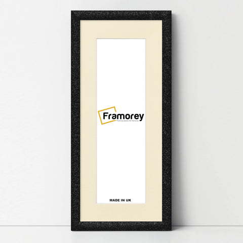 Panoramic Size Glitter Sparkle Black Photo Frames With Ivory Mount