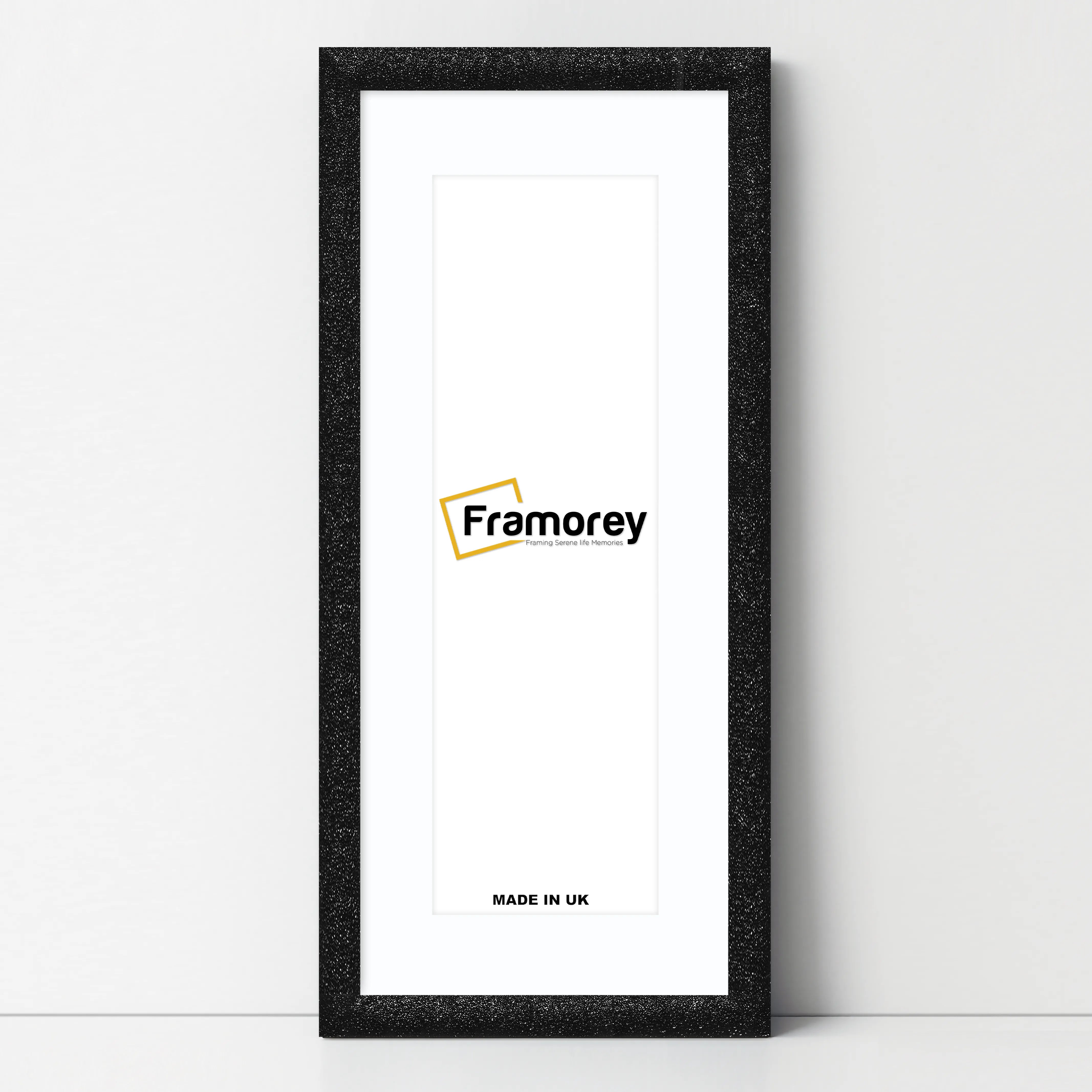 Panoramic Size Glitter Sparkle Black Photo Frames With White Mount