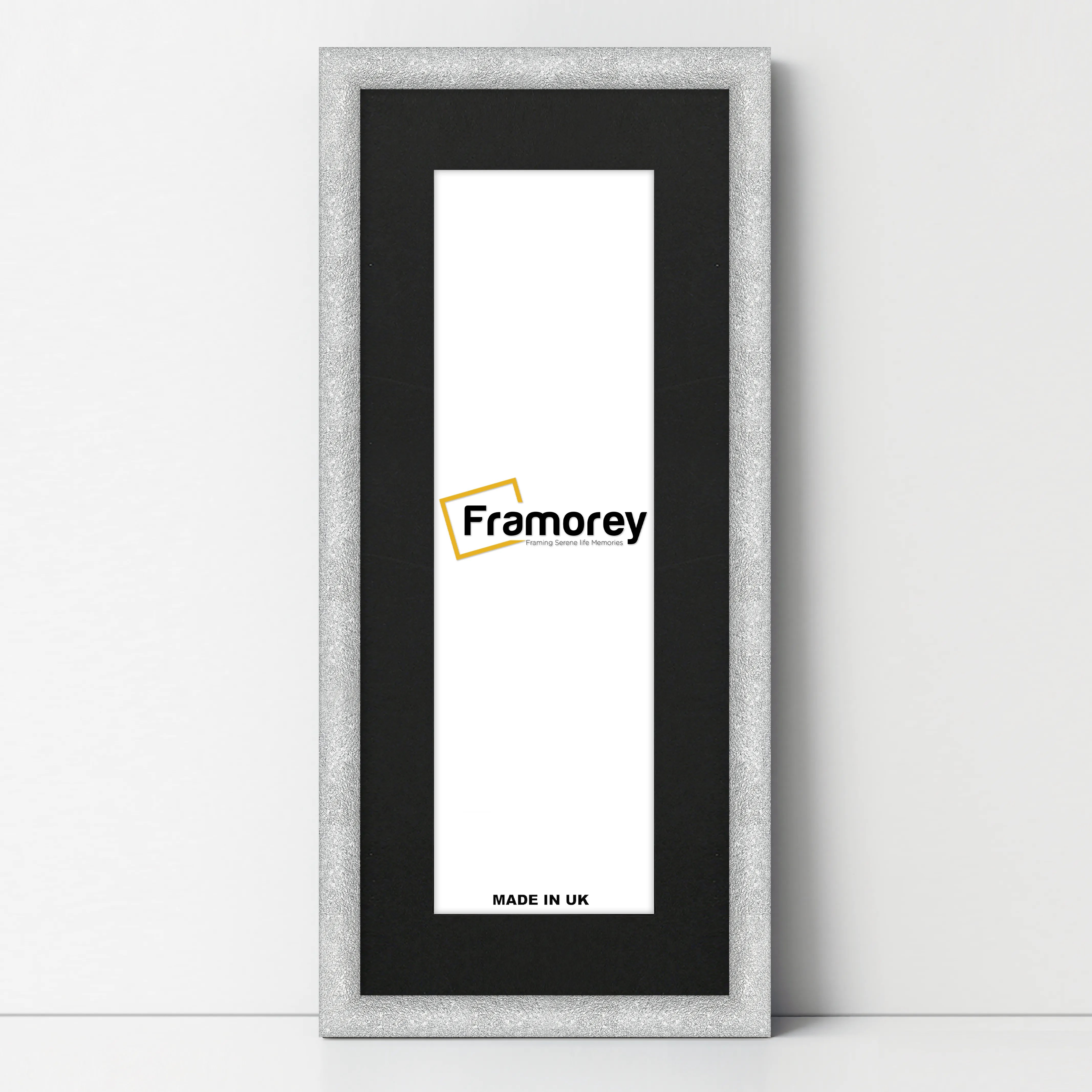Panoramic Size Glitter Sparkle Silver Photo Frames With Black Mount