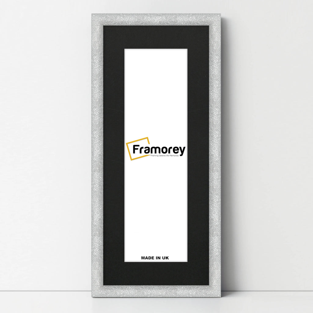 Panoramic Size Glitter Sparkle Silver Photo Frames With Black Mount