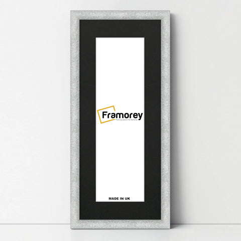 Panoramic Size Glitter Sparkle Silver Photo Frames With Black Mount