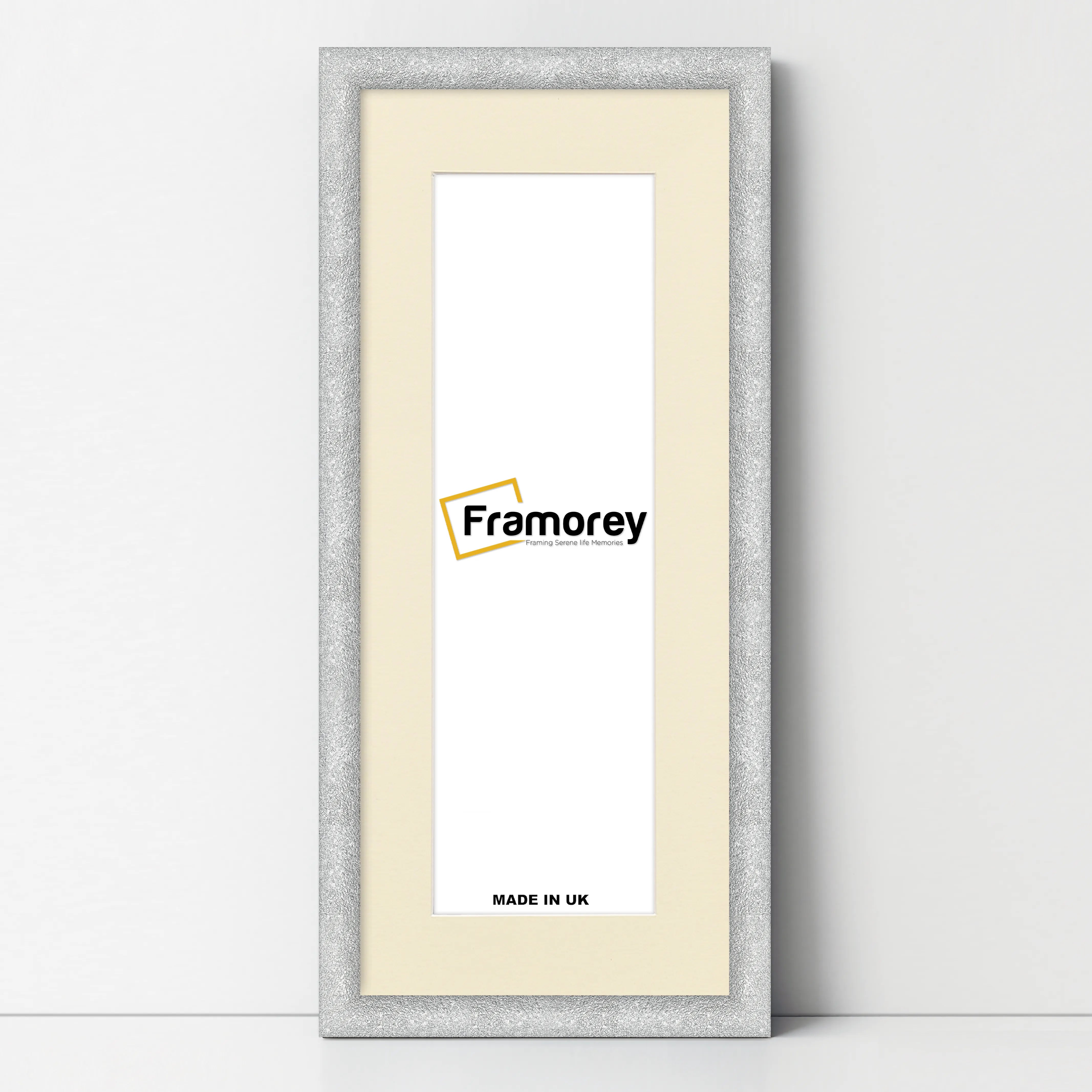 Panoramic Size Glitter Sparkle Silver Photo Frames With Ivory Mount