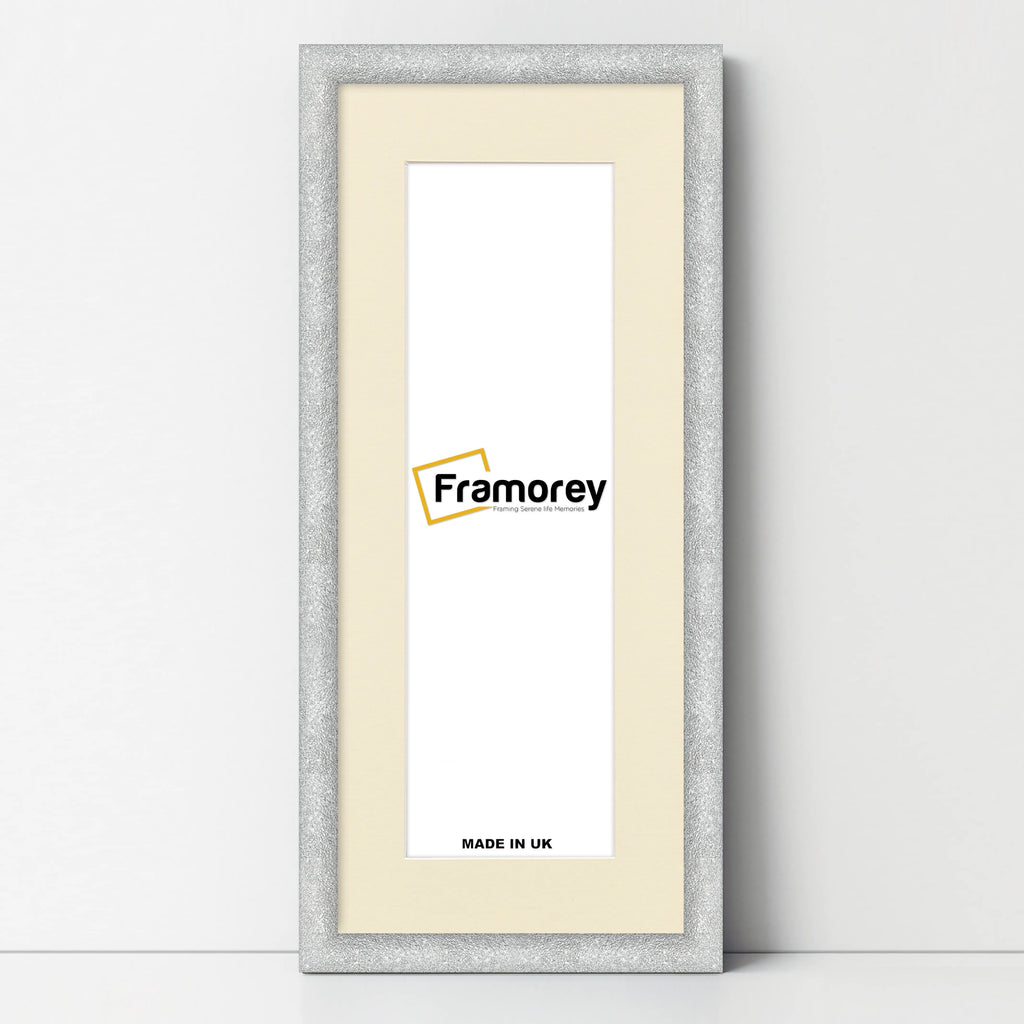 Panoramic Size Glitter Sparkle Silver Photo Frames With Ivory Mount