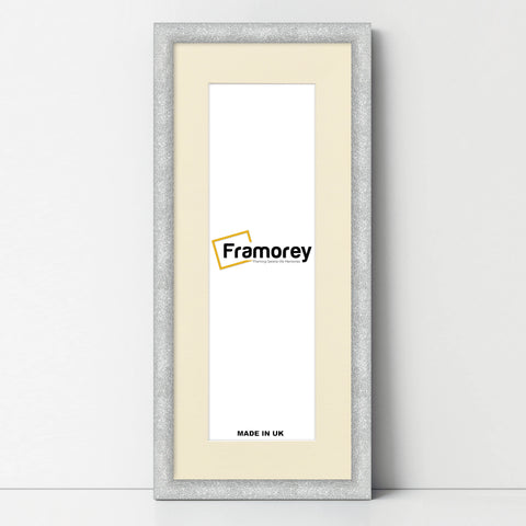 Panoramic Size Glitter Sparkle Silver Photo Frames With Ivory Mount