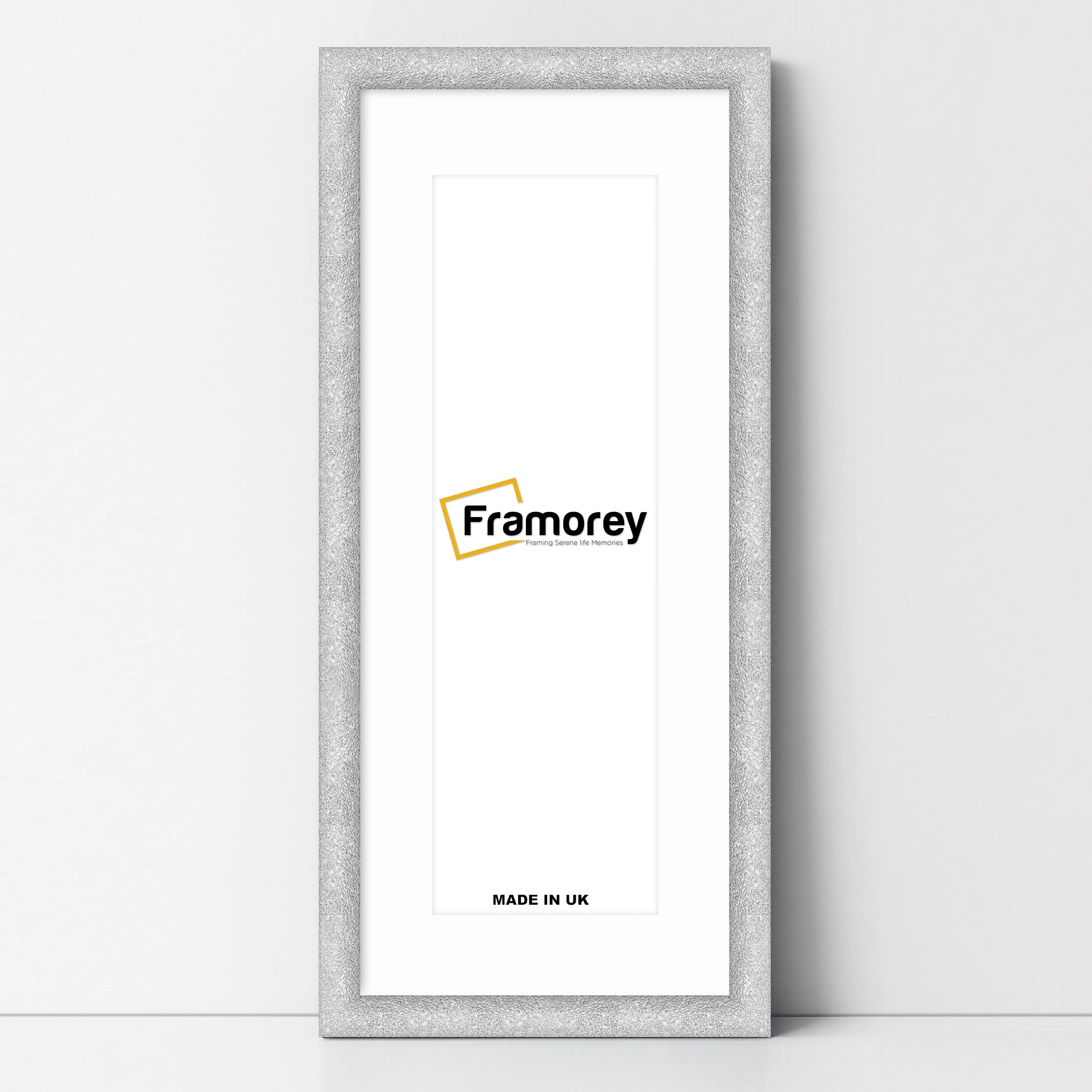 Panoramic Size Glitter Sparkle Silver Photo Frames With White Mount