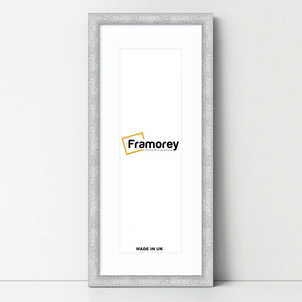 Panoramic Size Glitter Sparkle Silver Photo Frames With White Mount