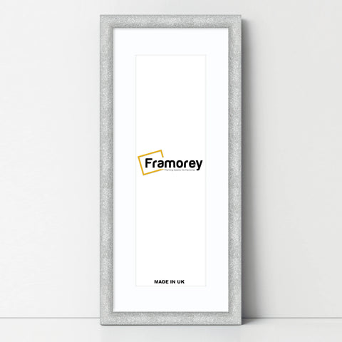 Panoramic Size Glitter Sparkle Silver Photo Frames With White Mount