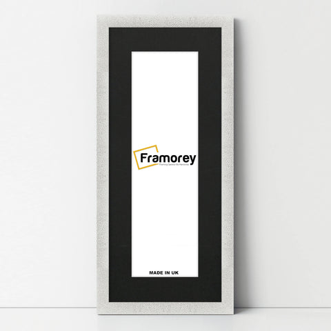 Panoramic Size Glitter Sparkle White Photo Frames With Black Mount