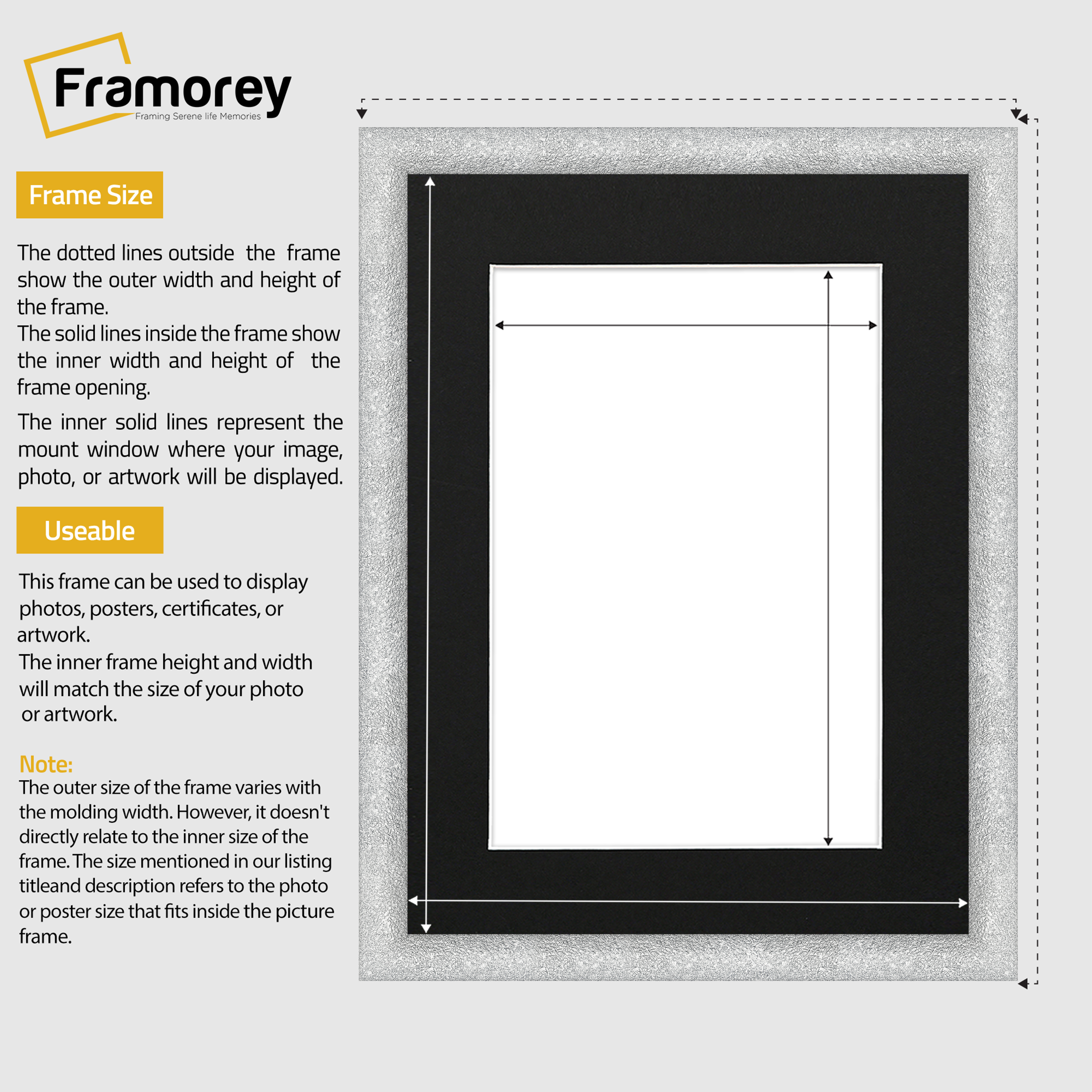 Glitter Sparkle Silver Picture Frame Photo Print Frame With Black Mount