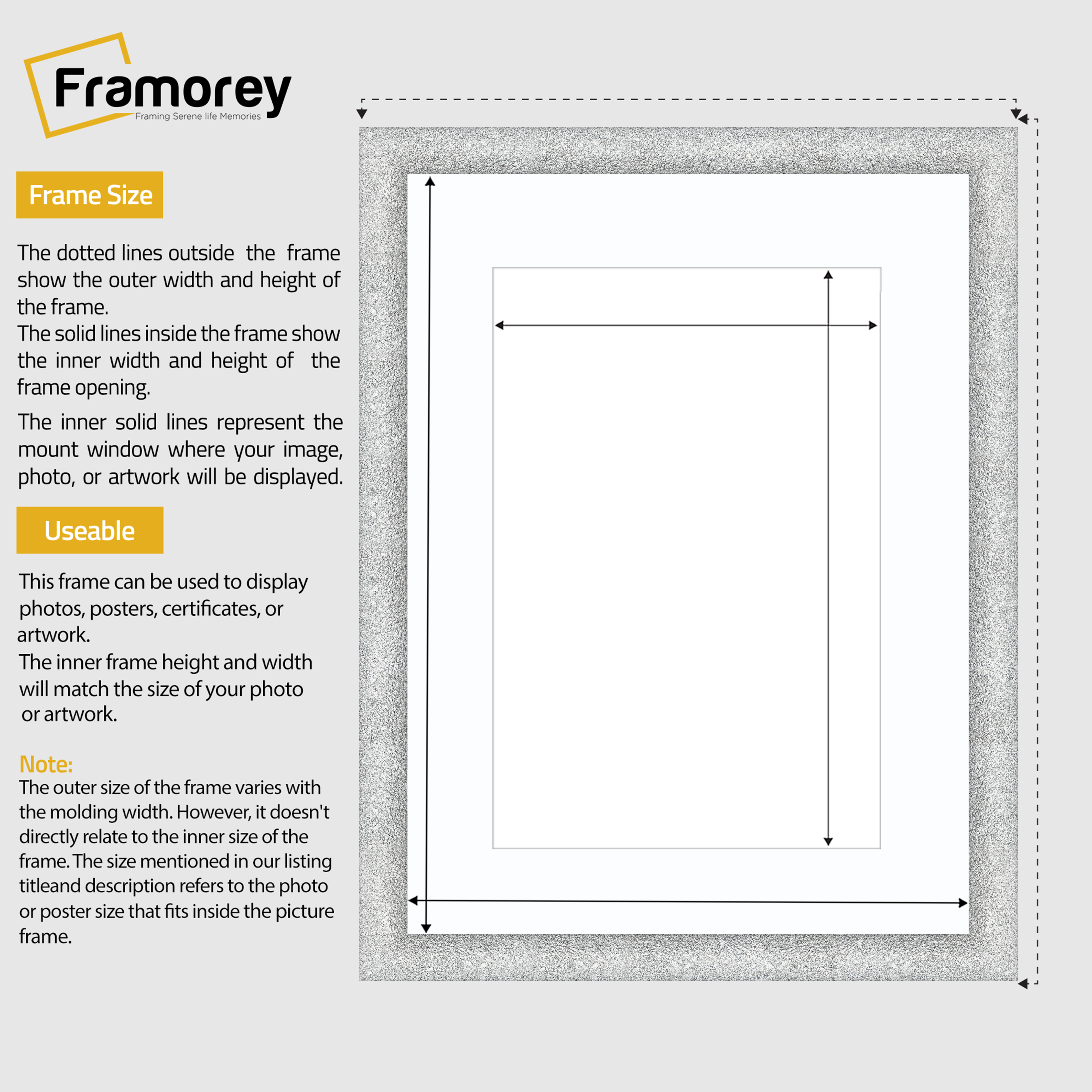 Glitter Sparkle Silver Picture Frame Photo Print Frame With White Mount