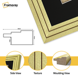 Step Style Gold Picture Frame Wall Art Poster Frame With Black Mount