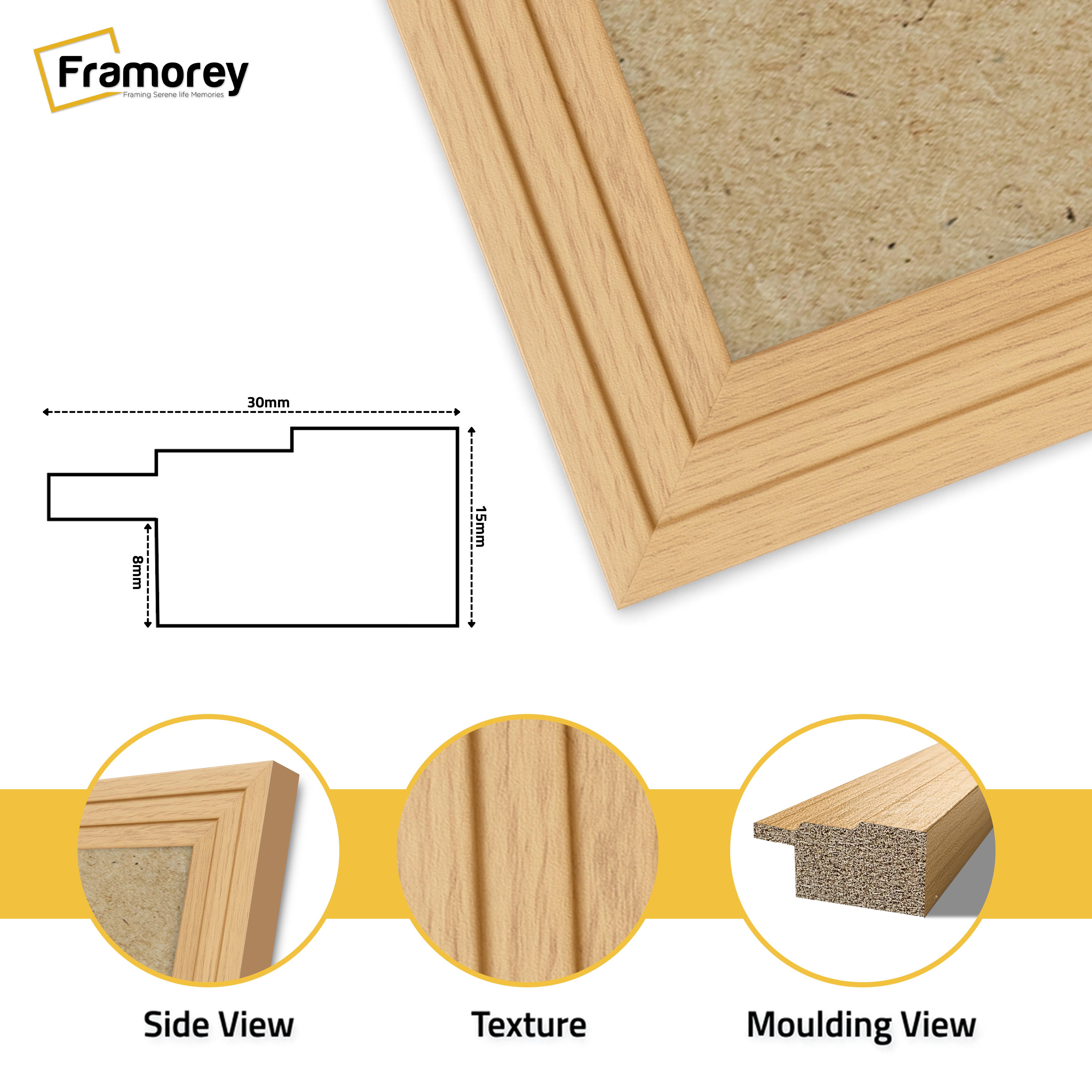 Step Style Oak Picture Frame Wall Art Poster Frame