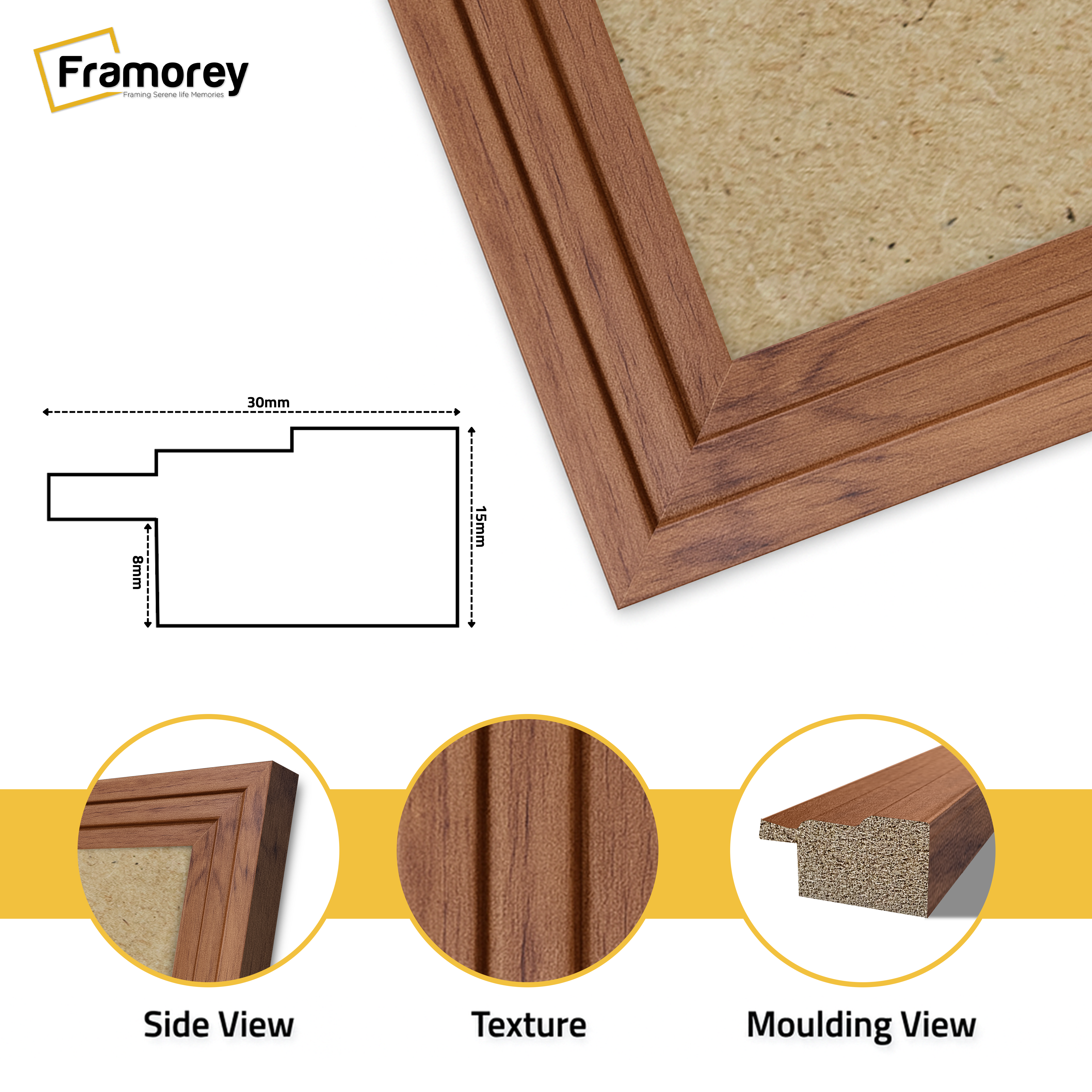 Step Style Walnut Picture Frame Wall Art Poster Frame