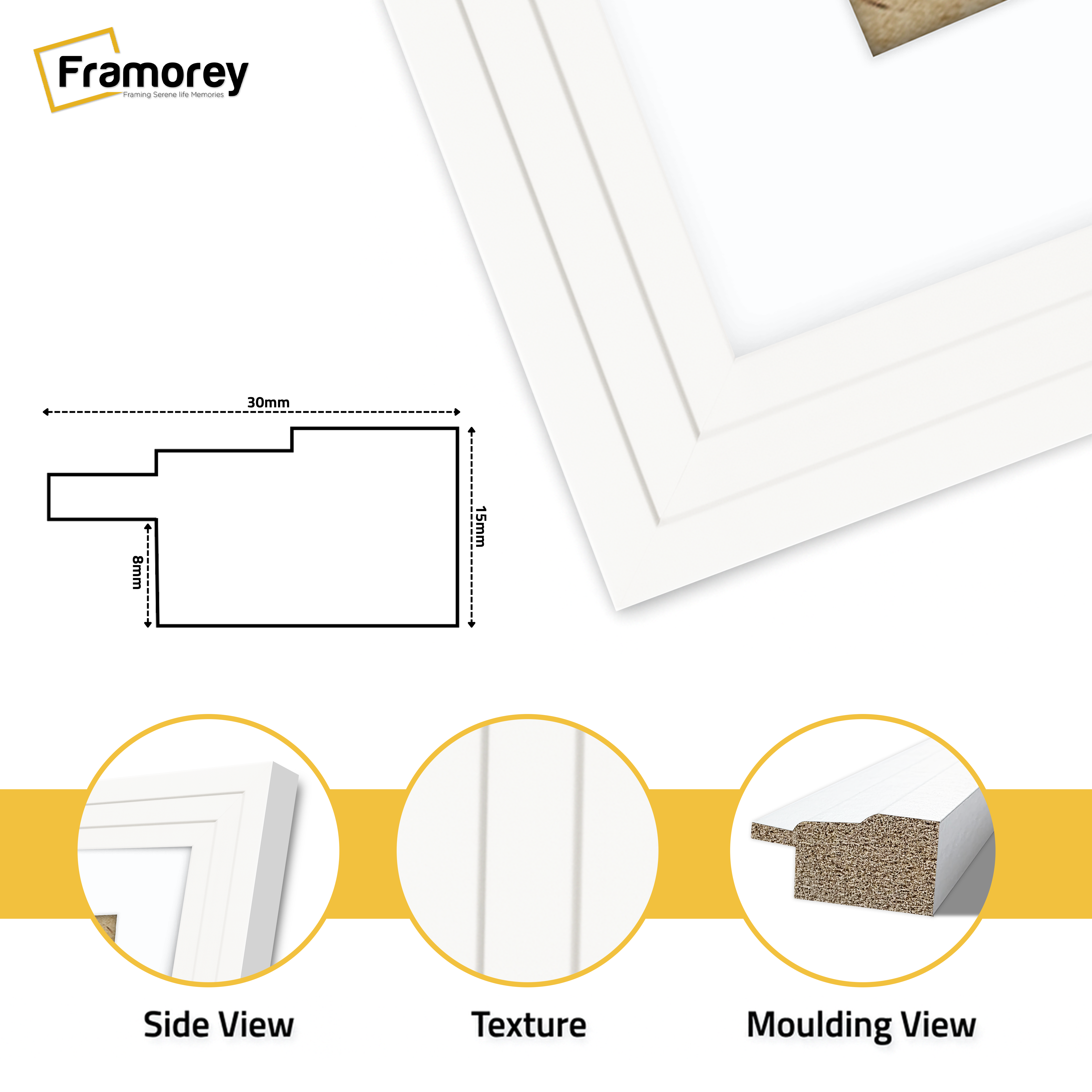 Step Style White Picture Frame Wall Art Poster Frame With White Mount