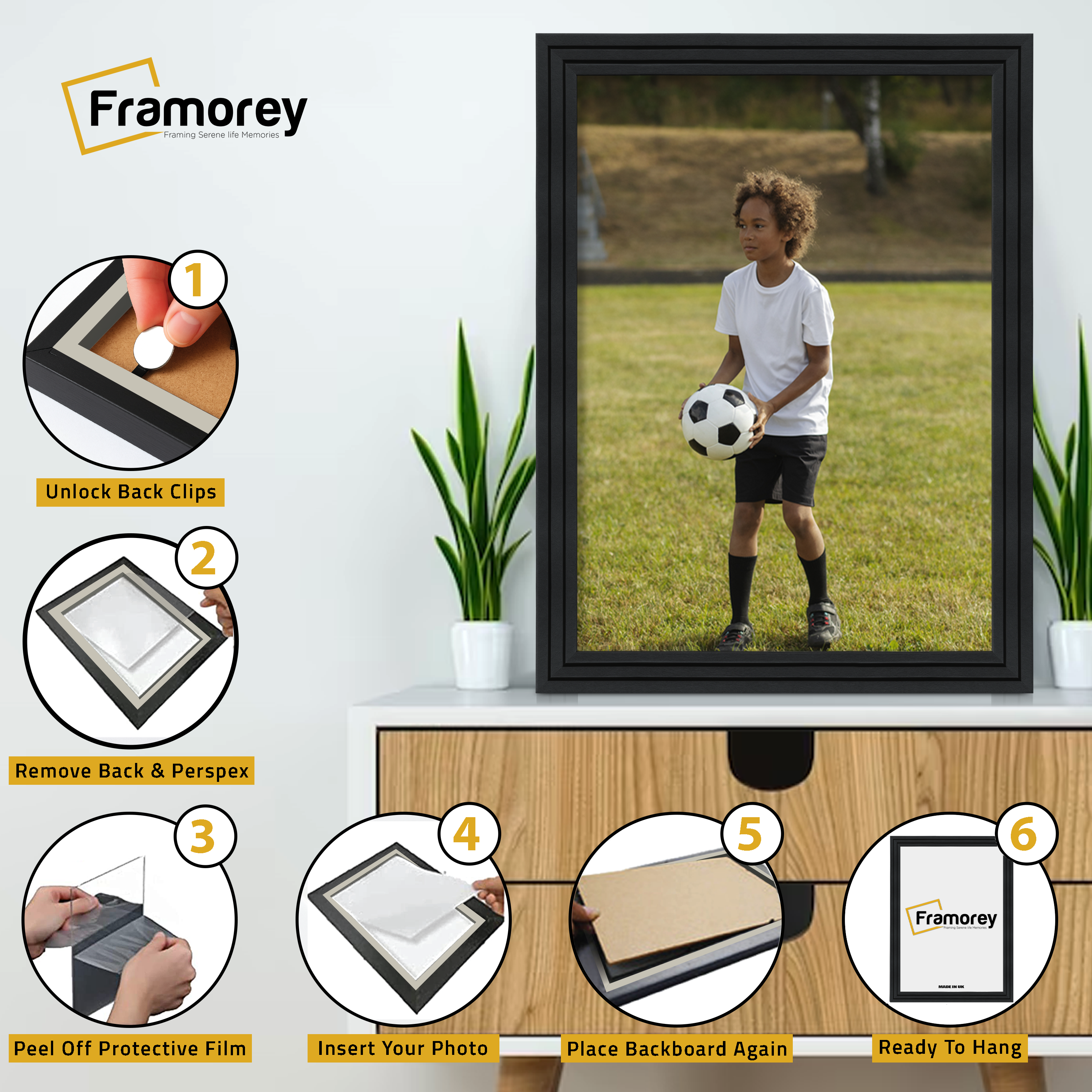 Step Style Black Picture Frame Wall Art Poster Frame