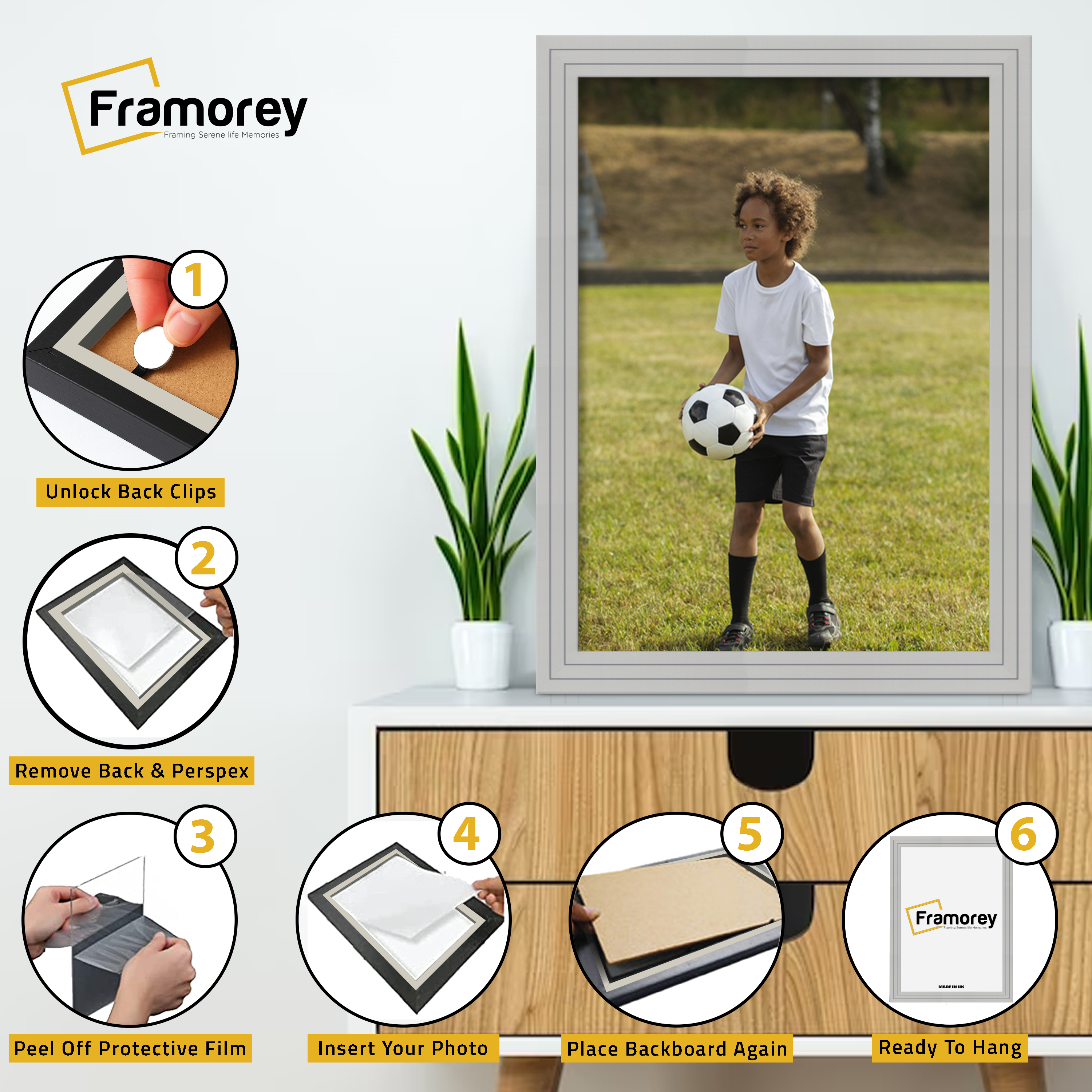 Step Style Grey Picture Frame Wall Art Poster Frame