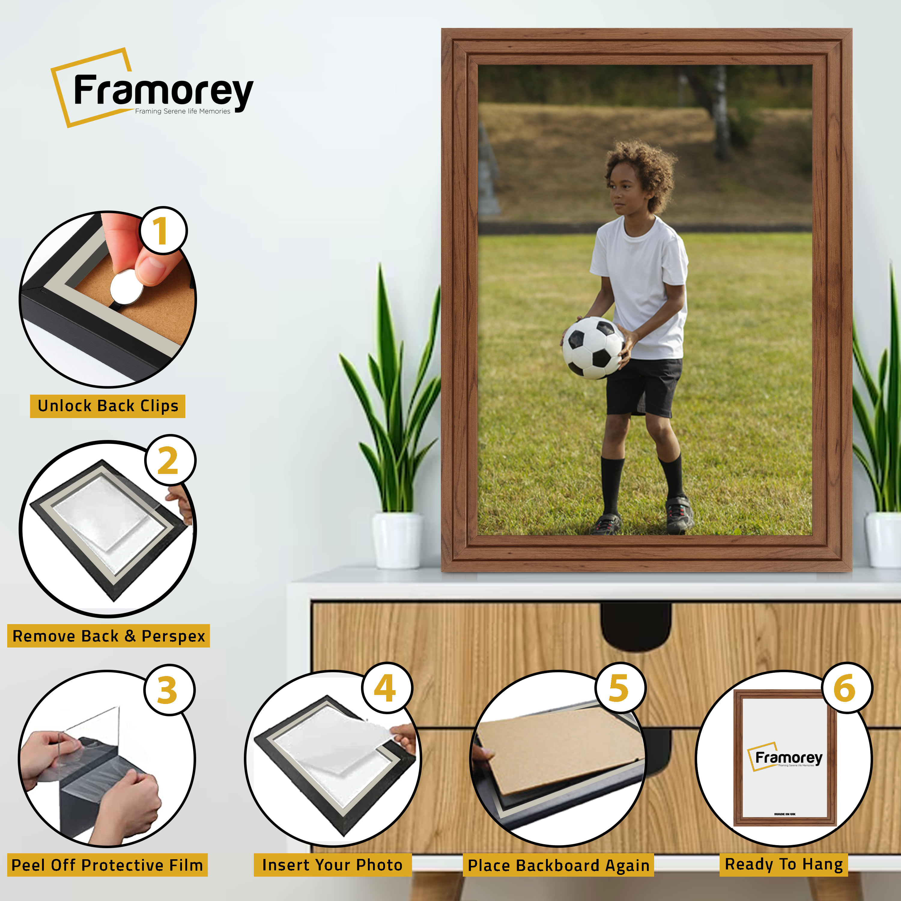 Step Style Walnut Picture Frame Wall Art Poster Frame