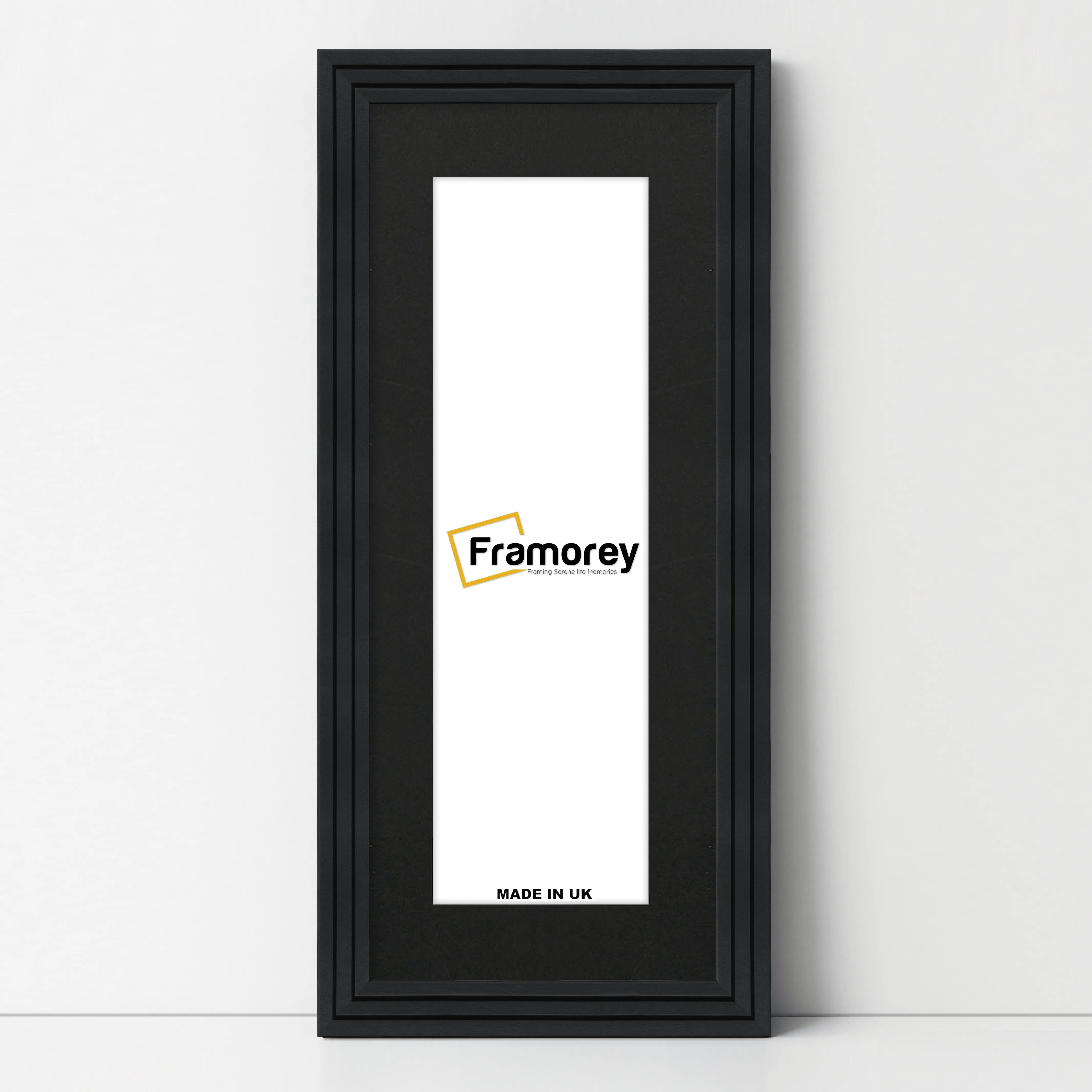 Panoramic Step Style Black Photo Frame With Black Mount