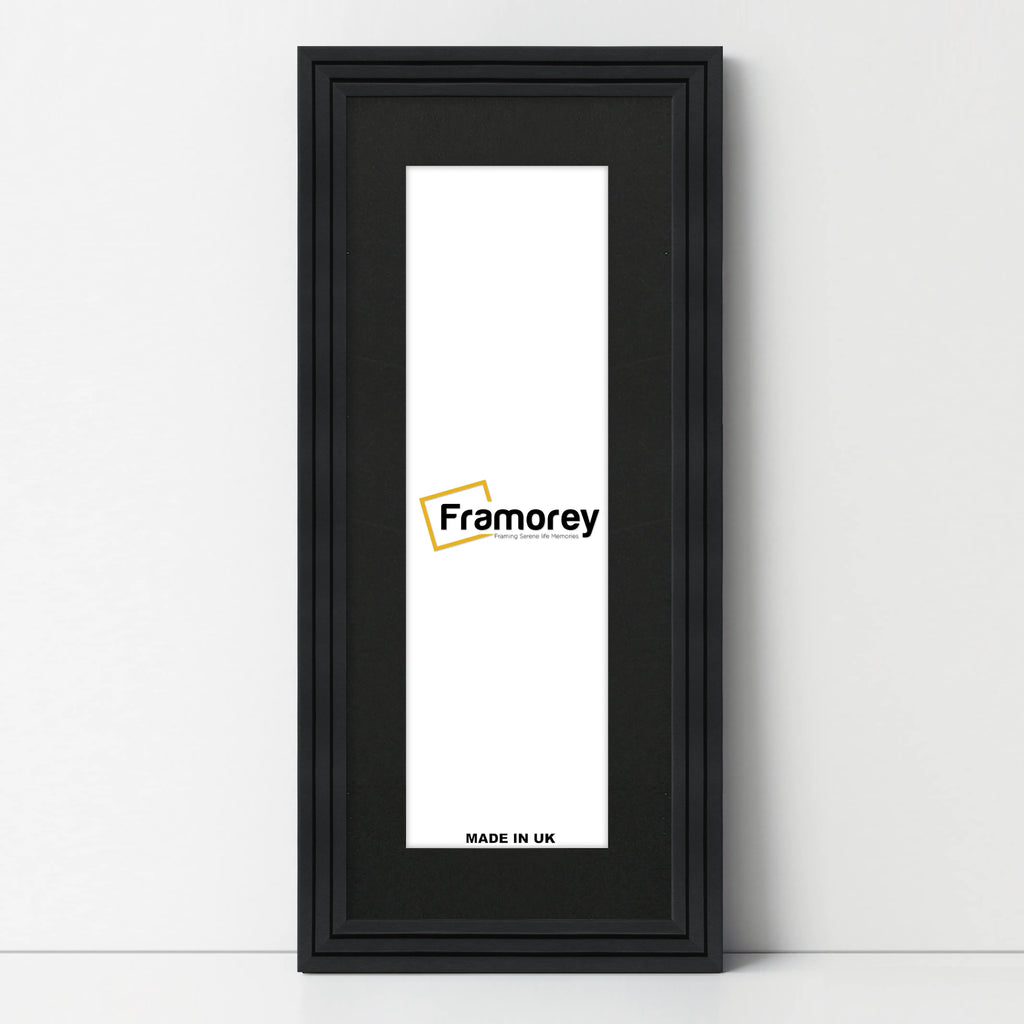 Panoramic Step Style Black Photo Frame With Black Mount