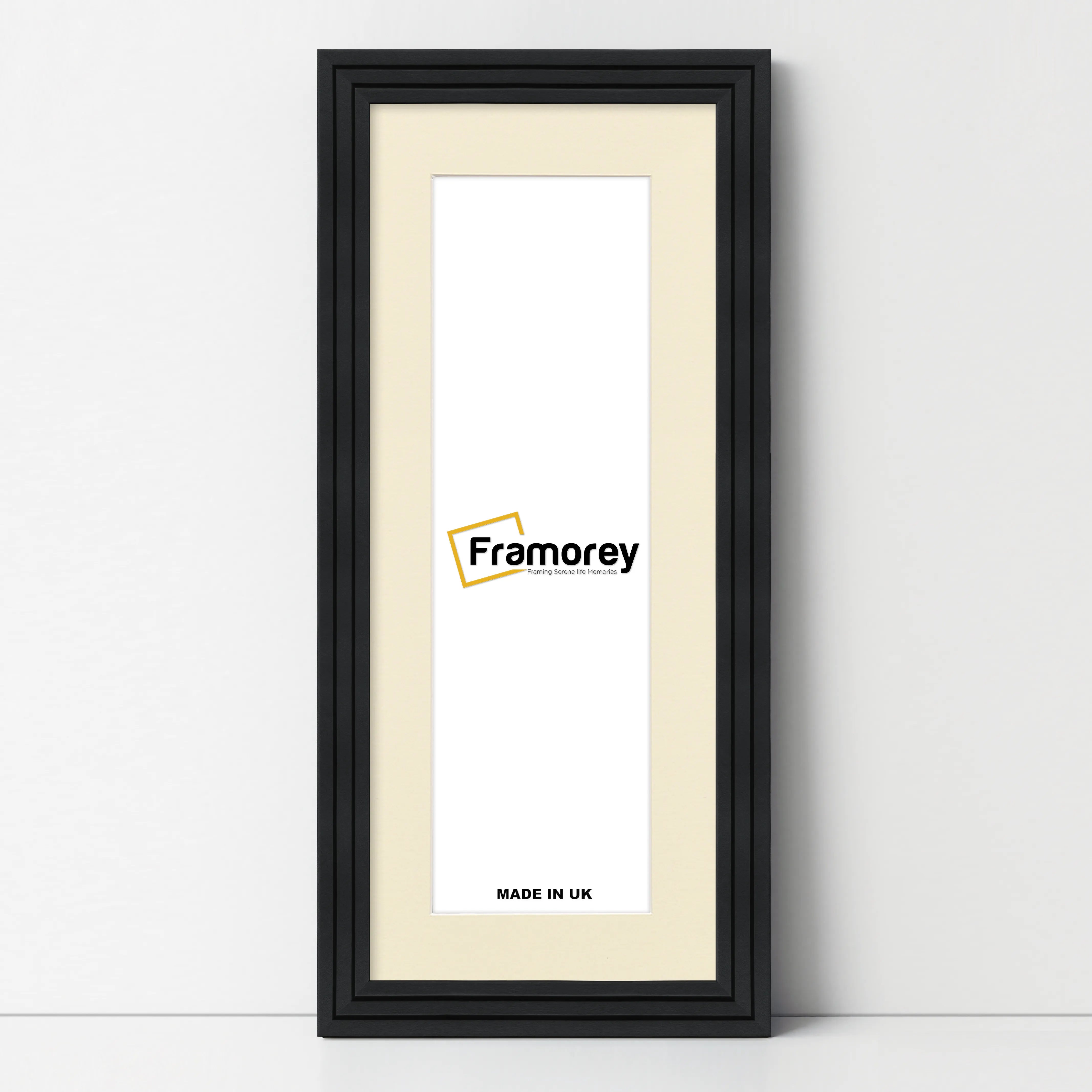 Panoramic Step Style Black Photo Frame With Ivory  Mount