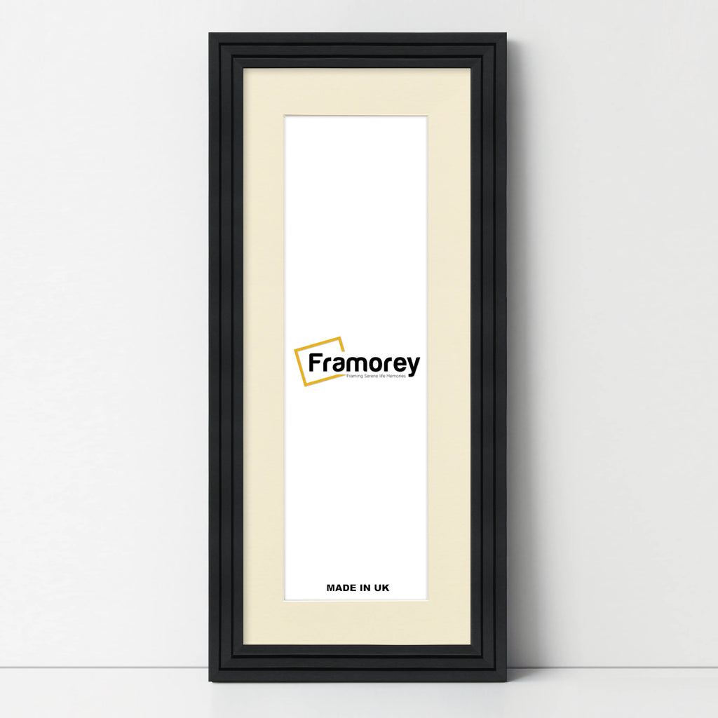 Panoramic Step Style Black Photo Frame With Ivory  Mount