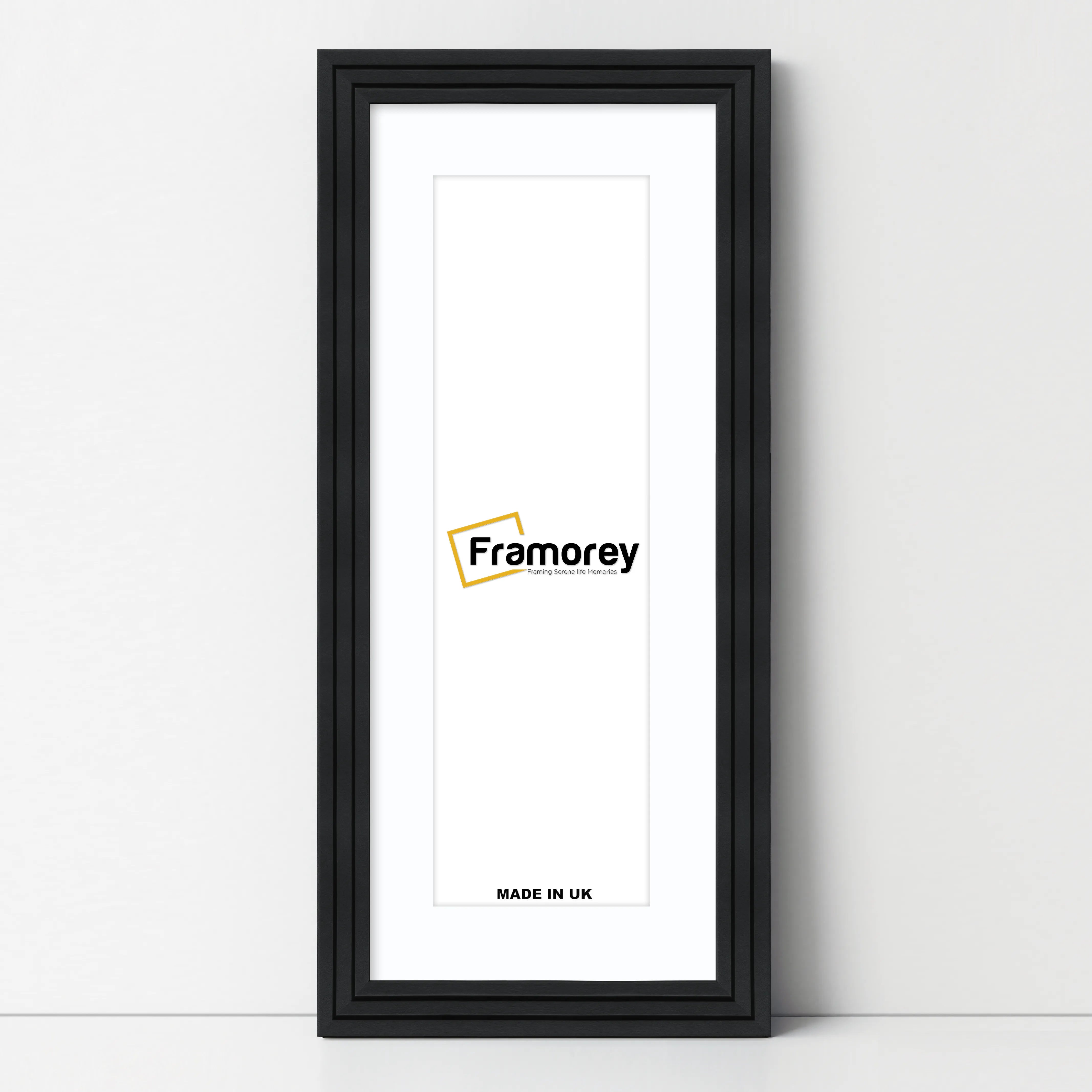 Panoramic Step Style Black Photo Frame With White Mount