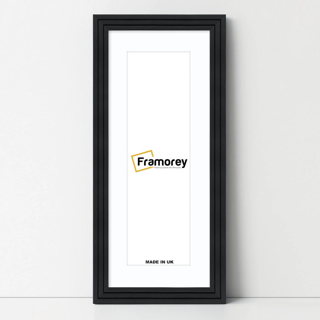 Panoramic Step Style Black Photo Frame With White Mount