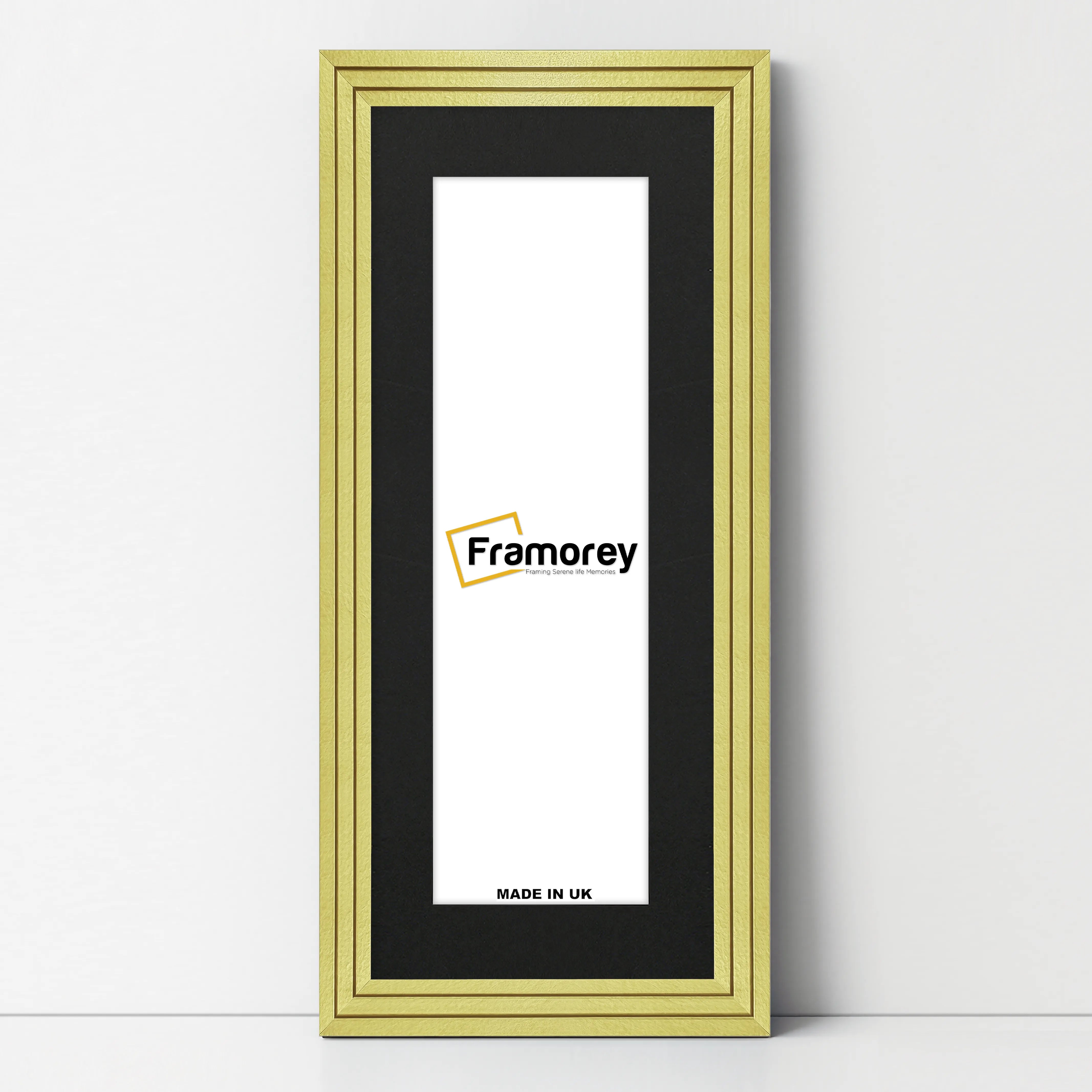 Panoramic Step Style Gold Photo Frame With Black Mount