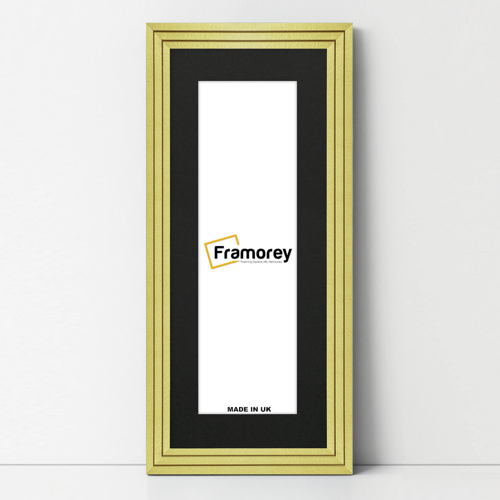Panoramic Step Style Gold Photo Frame With Black Mount
