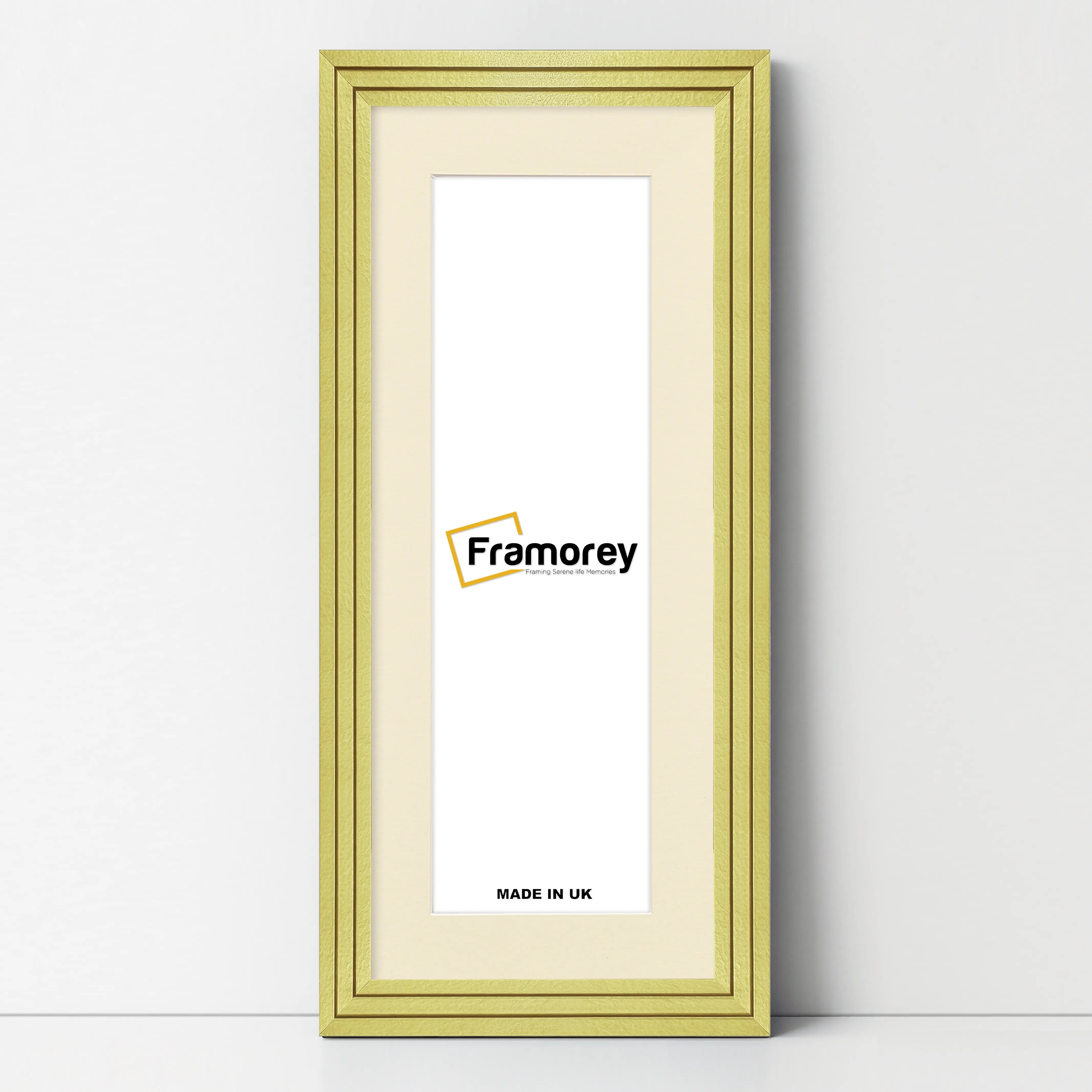 Panoramic Step Style Gold Photo Frame With Ivory Mount