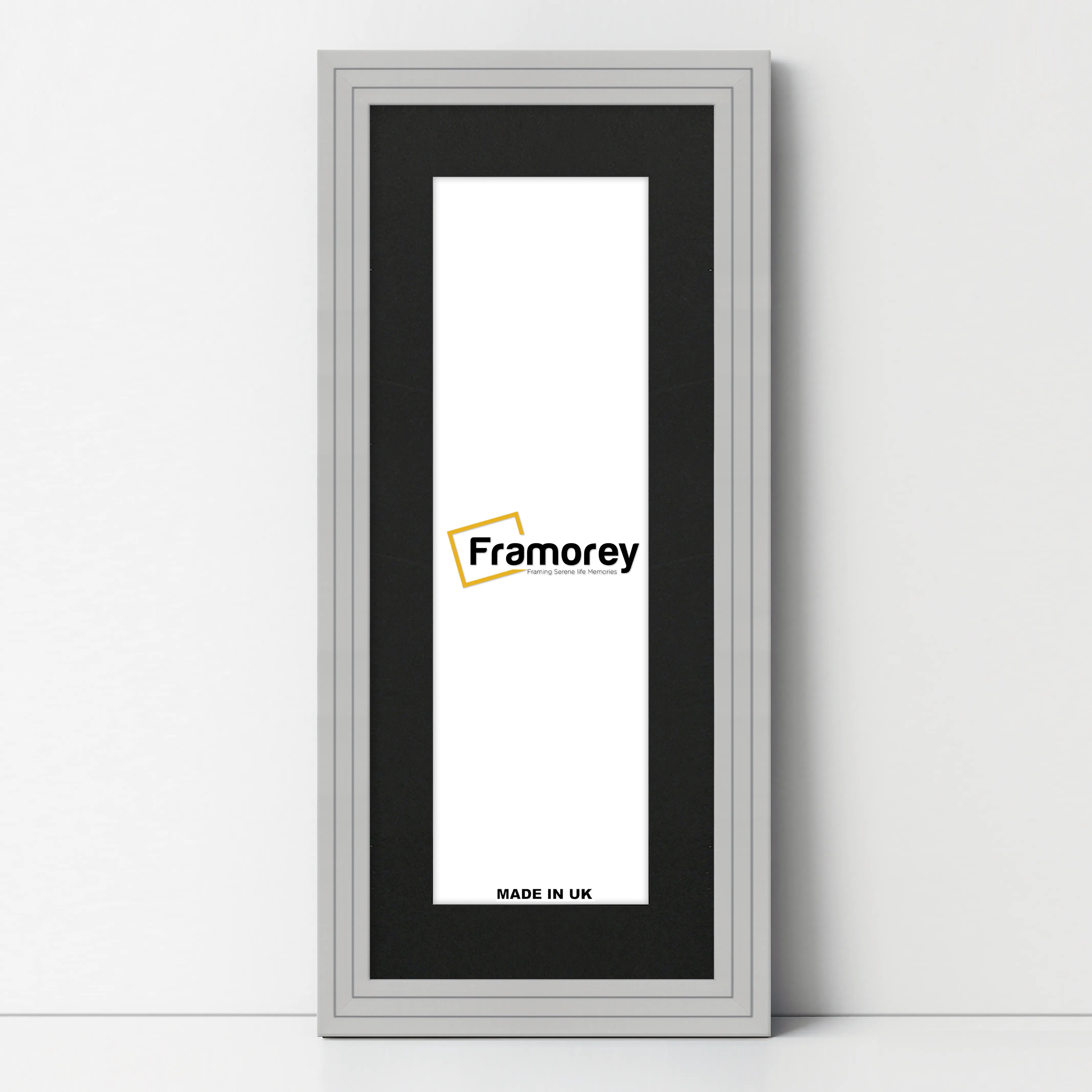 Panoramic Step Style Grey Photo Frame With Black Mount