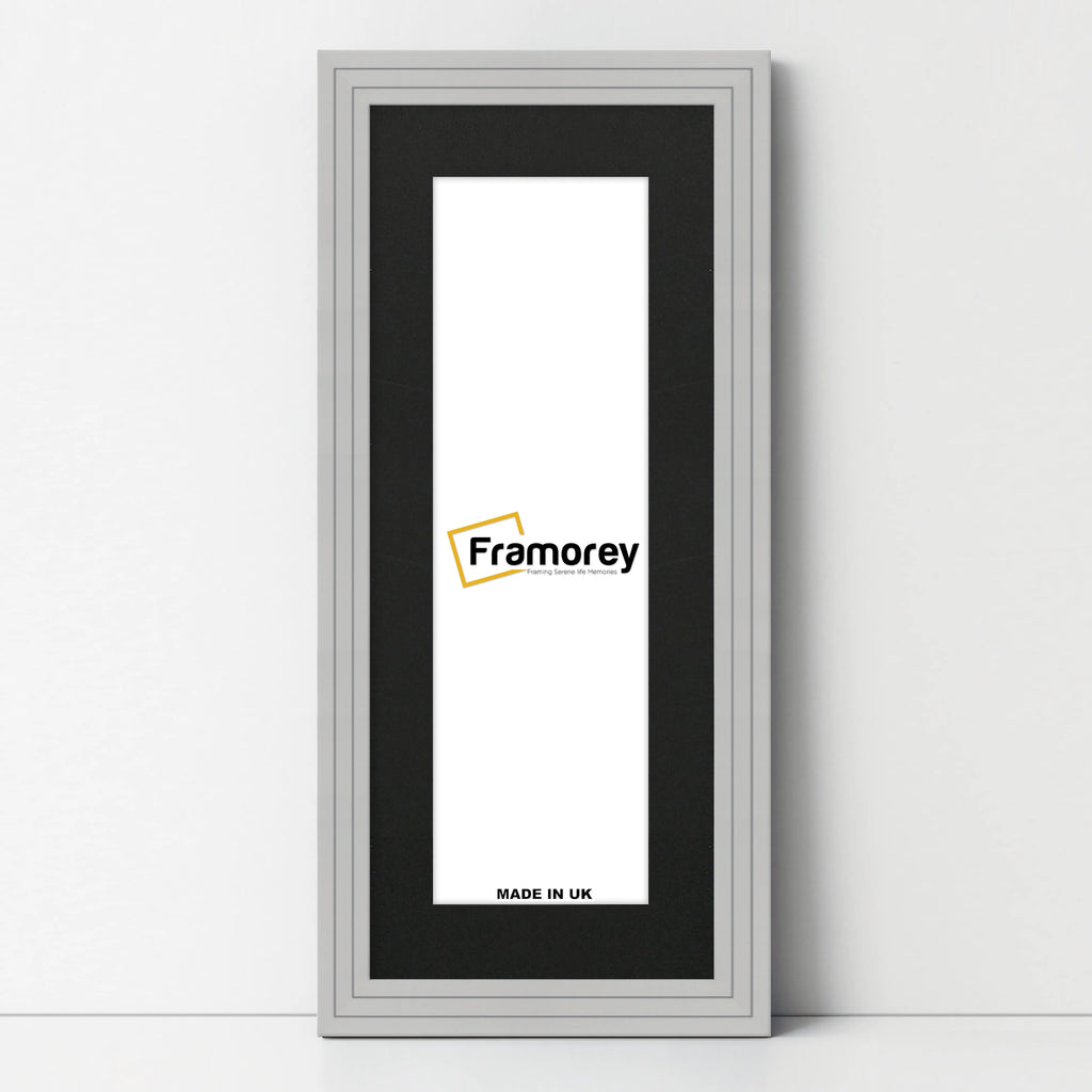 Panoramic Step Style Grey Photo Frame With Black Mount