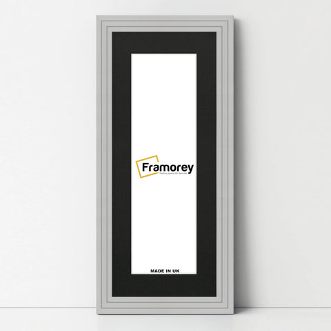 Panoramic Step Style Grey Photo Frame With Black Mount