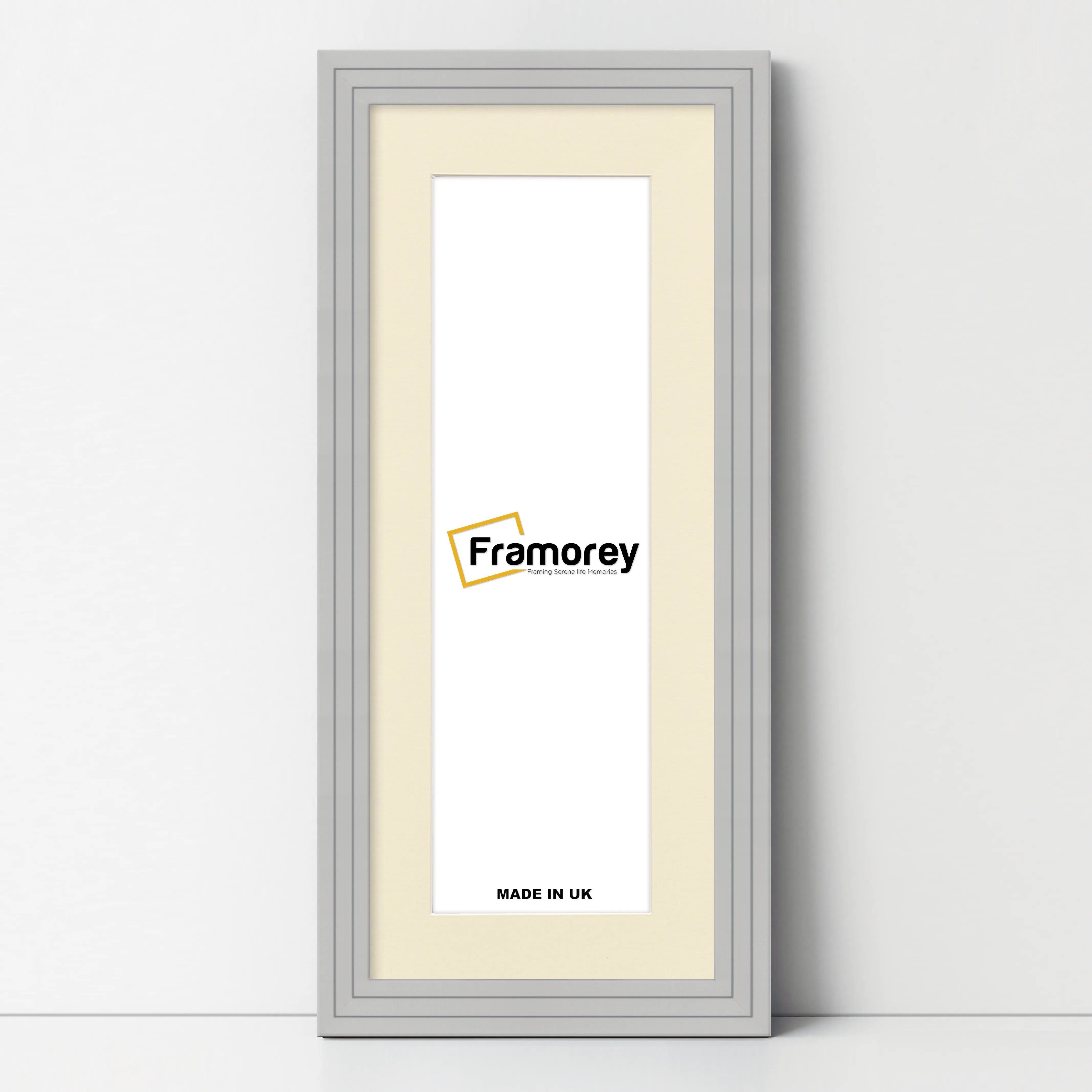 Panoramic Step Style Grey Photo Frame With Ivory Mount