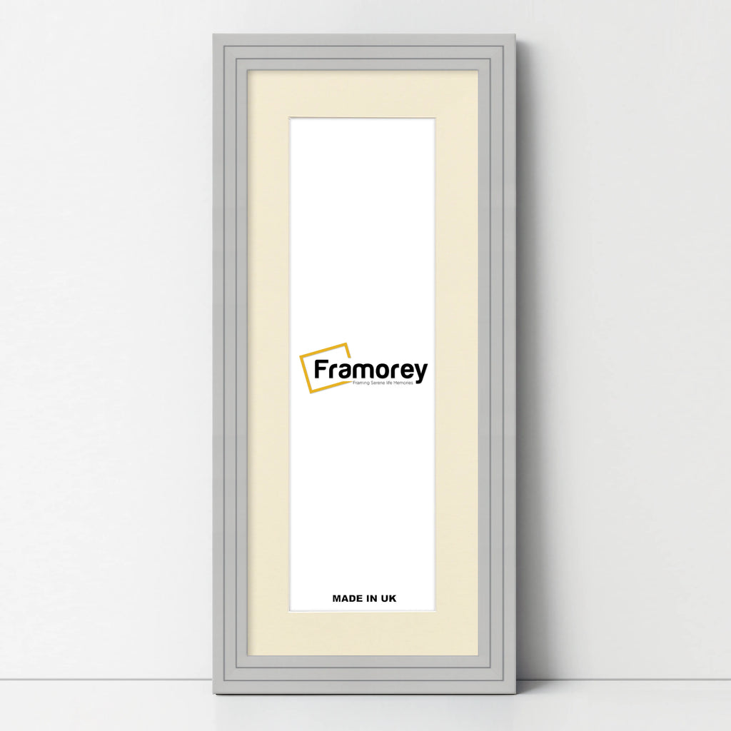 Panoramic Step Style Grey Photo Frame With Ivory Mount