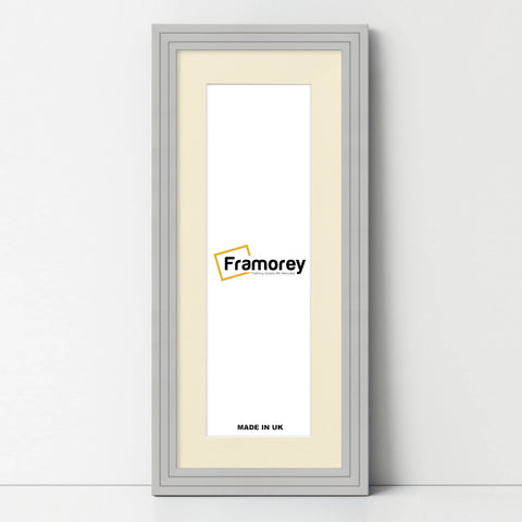 Panoramic Step Style Grey Photo Frame With Ivory Mount