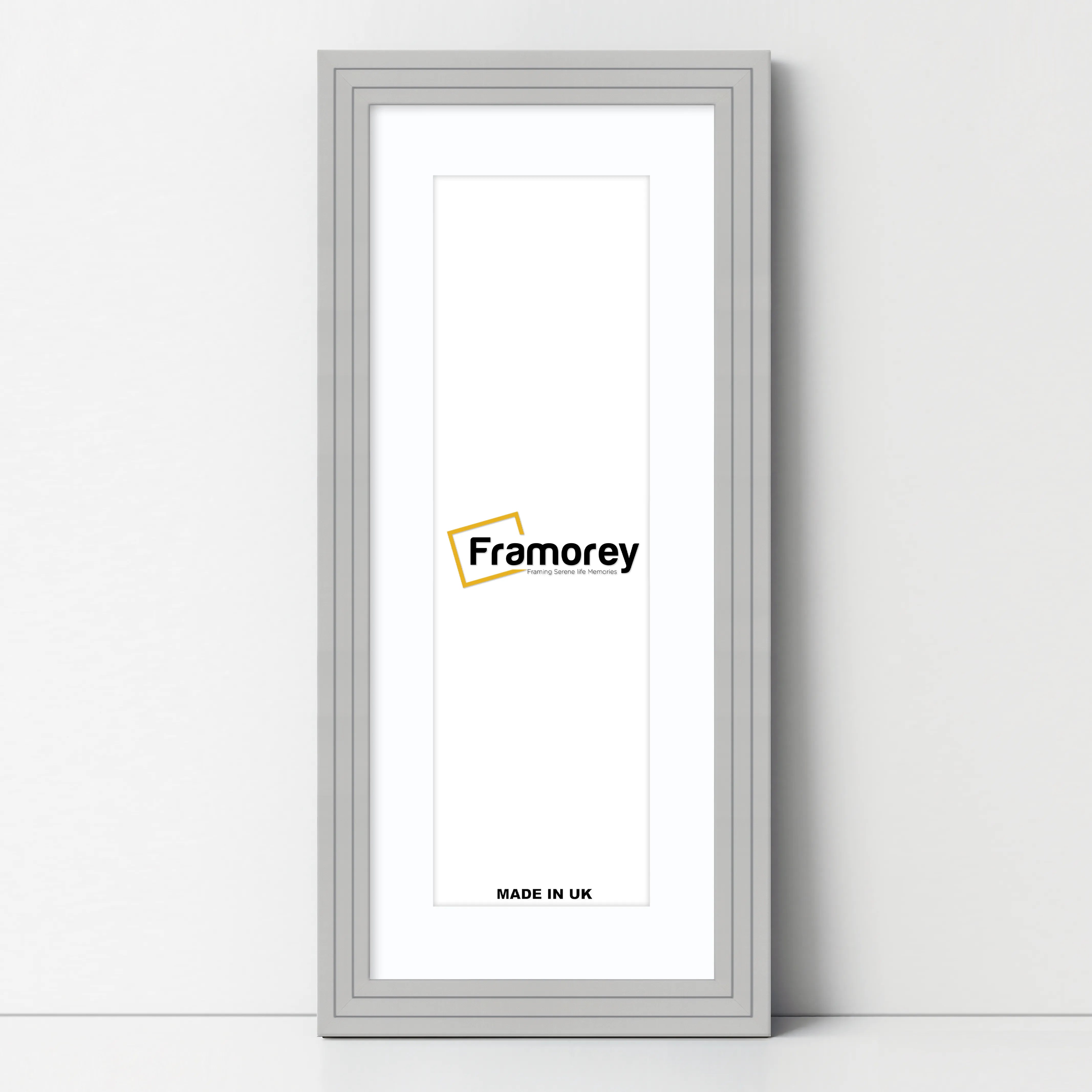 Panoramic Step Style Grey Photo Frame With White Mount