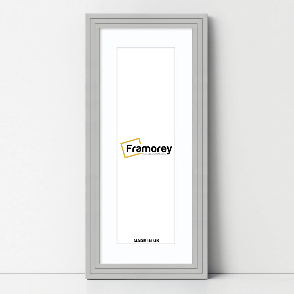 Panoramic Step Style Grey Photo Frame With White Mount