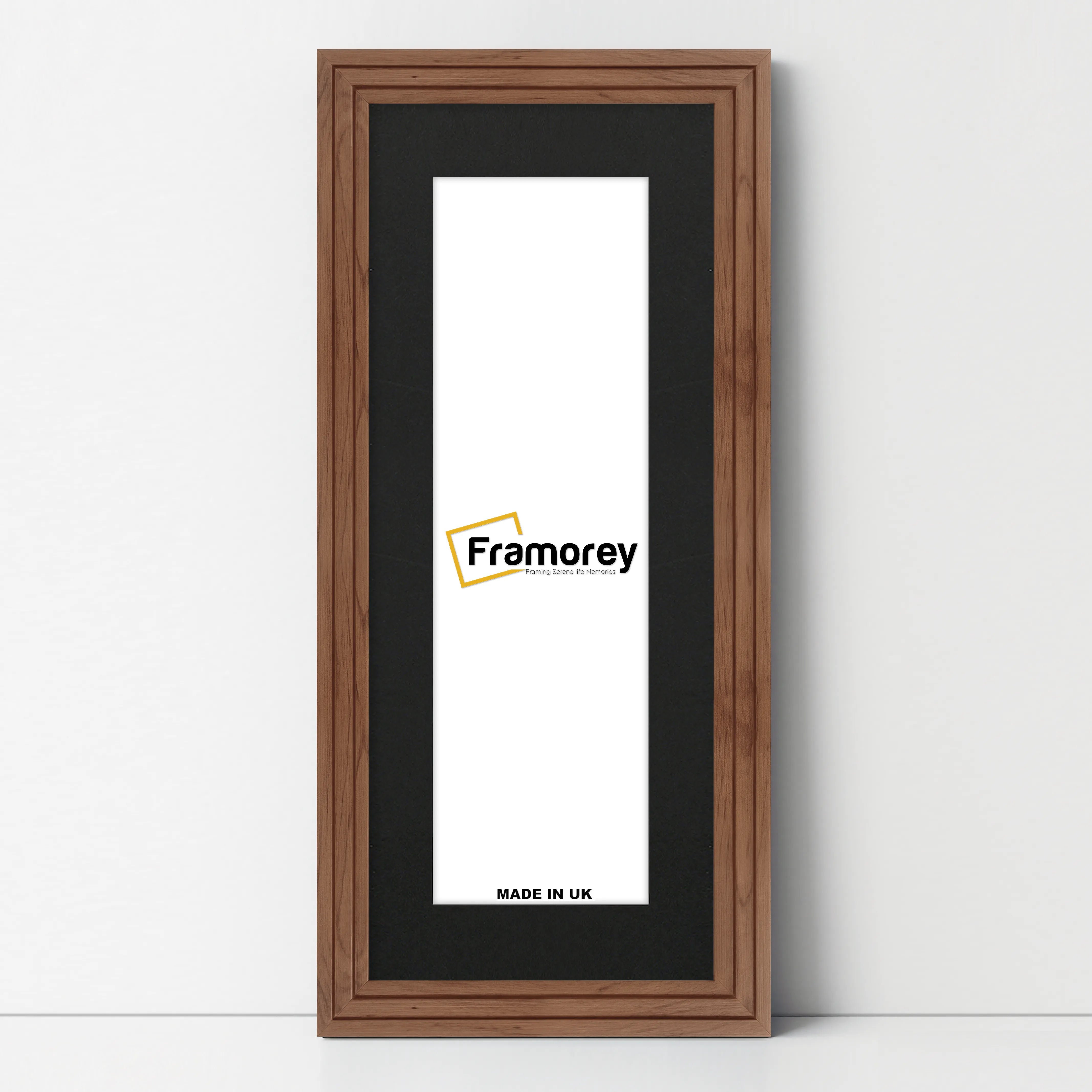 Panoramic Step Style Walnut Photo Frame With Black Mount