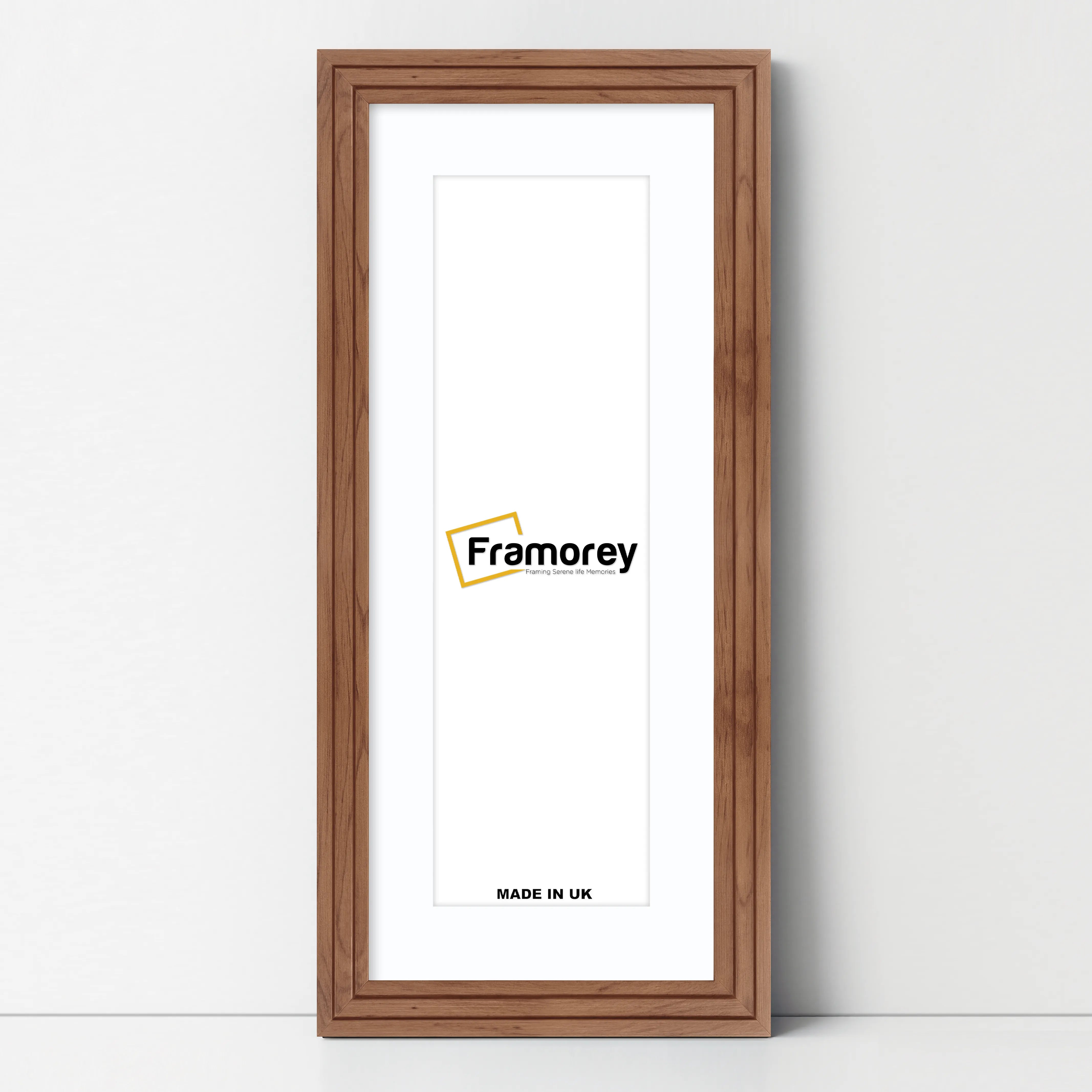 Panoramic Step Style Walnut Photo Frame With White Mount