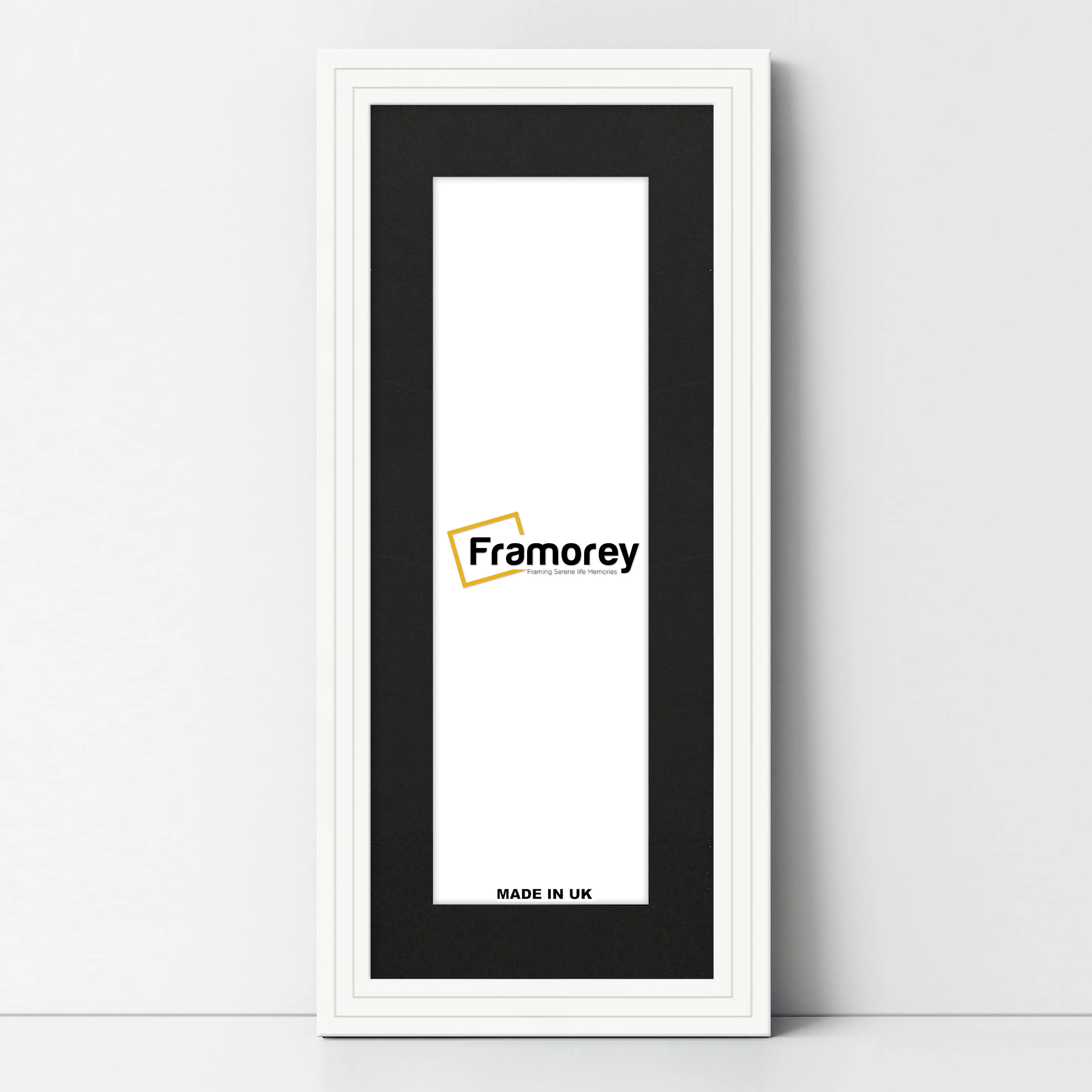 Panoramic Step Style White Photo Frame With Black Mount