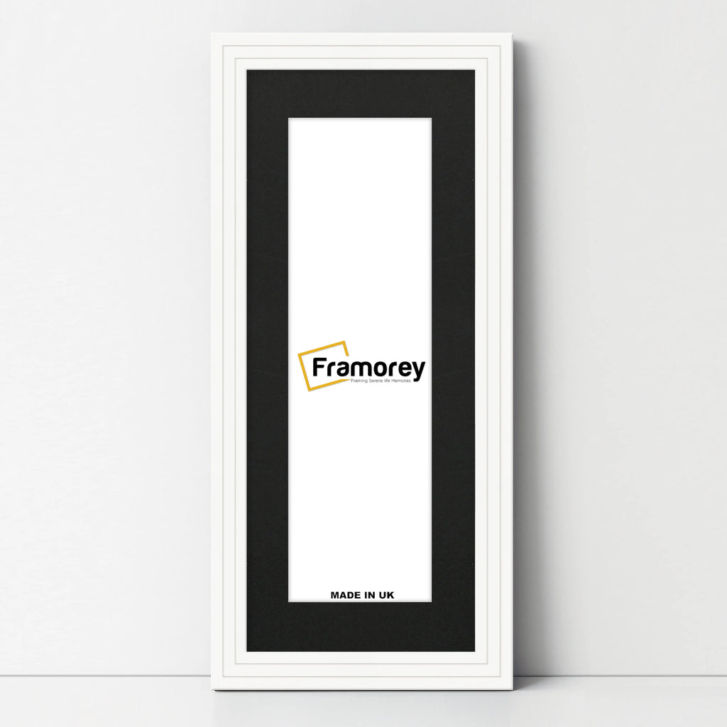 Panoramic Step Style White Photo Frame With Black Mount