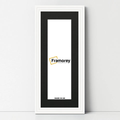 Panoramic Step Style White Photo Frame With Black Mount