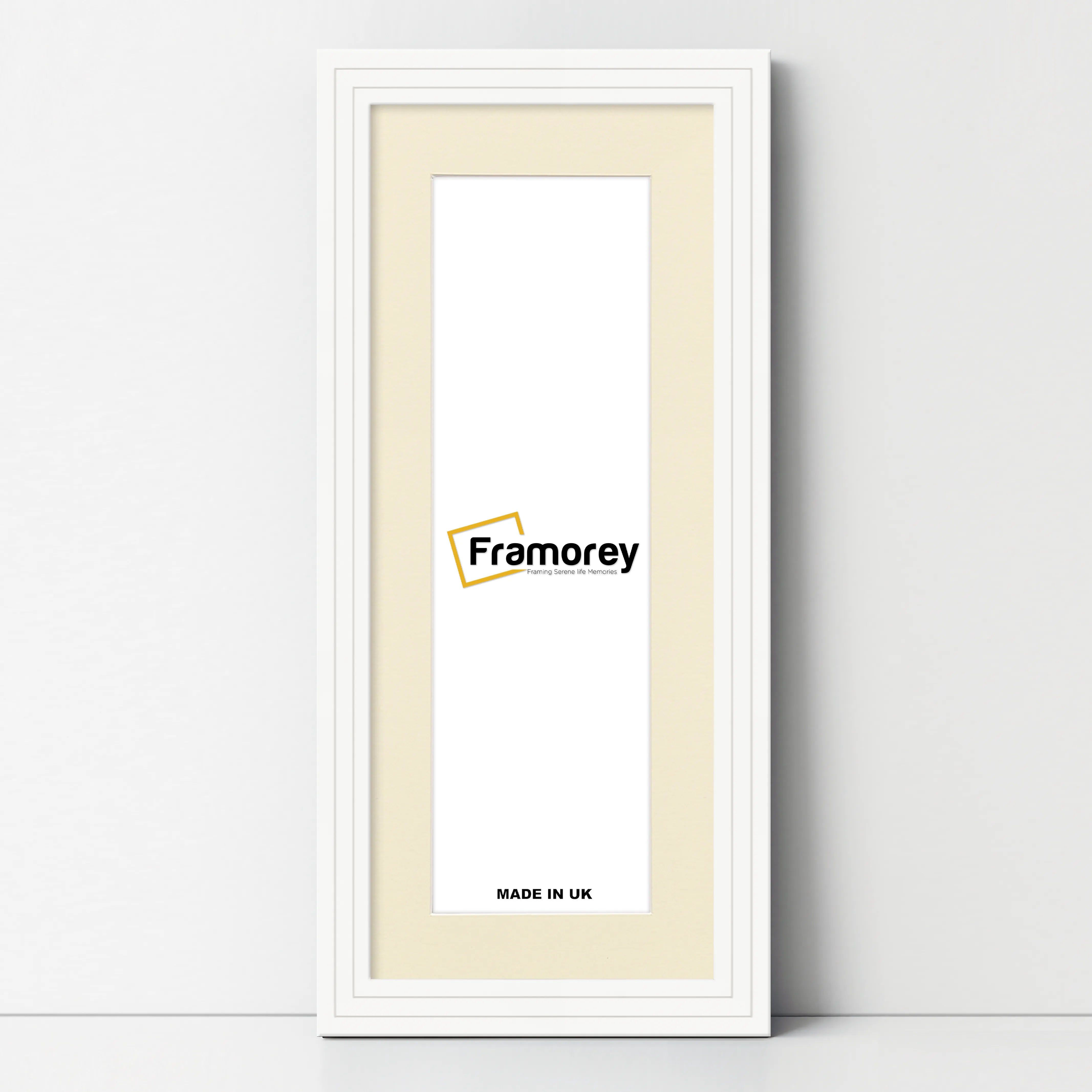 Panoramic Step Style White Photo Frame With Ivory  Mount