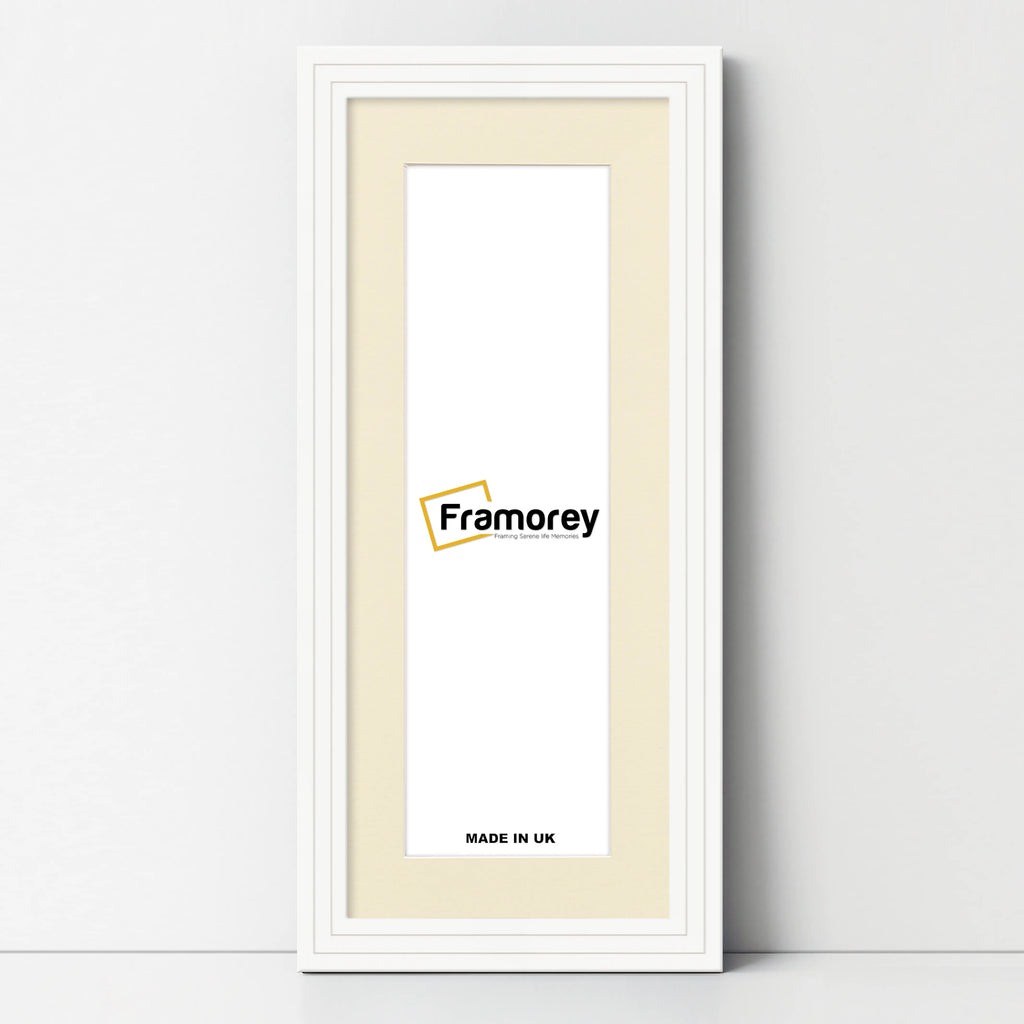 Panoramic Step Style White Photo Frame With Ivory  Mount