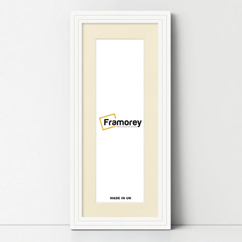 Panoramic Step Style White Photo Frame With Ivory  Mount