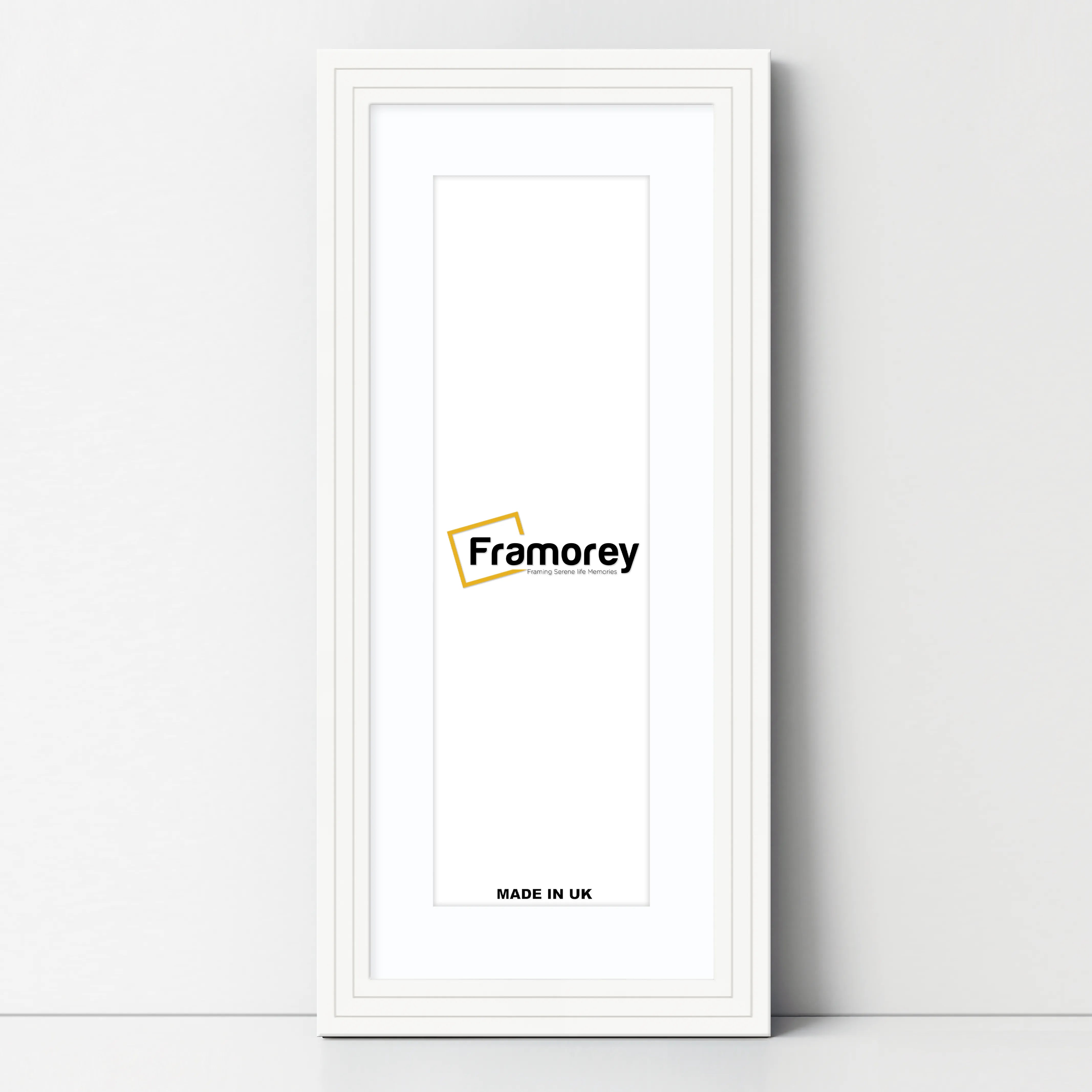 Panoramic Step Style White Photo Frame With White Mount