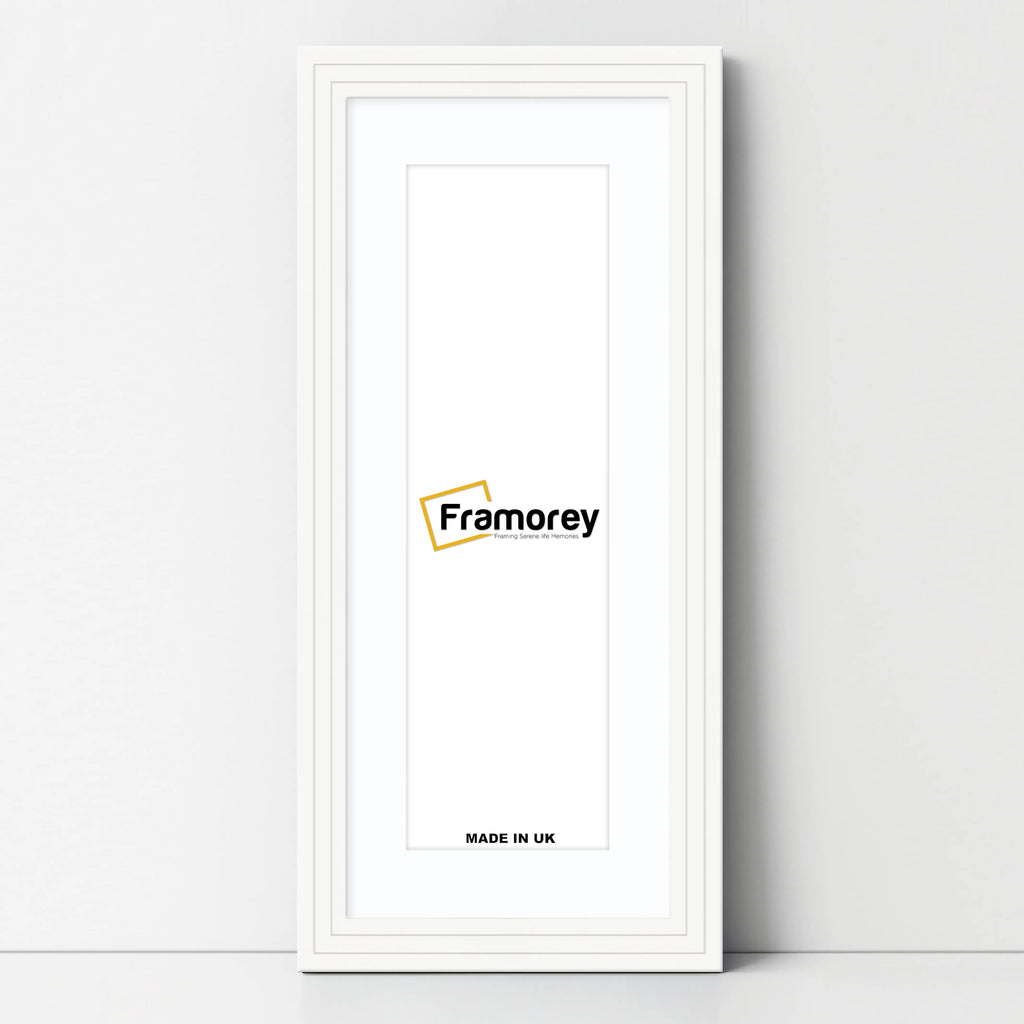 Panoramic Step Style White Photo Frame With White Mount