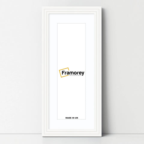 Panoramic Step Style White Photo Frame With White Mount